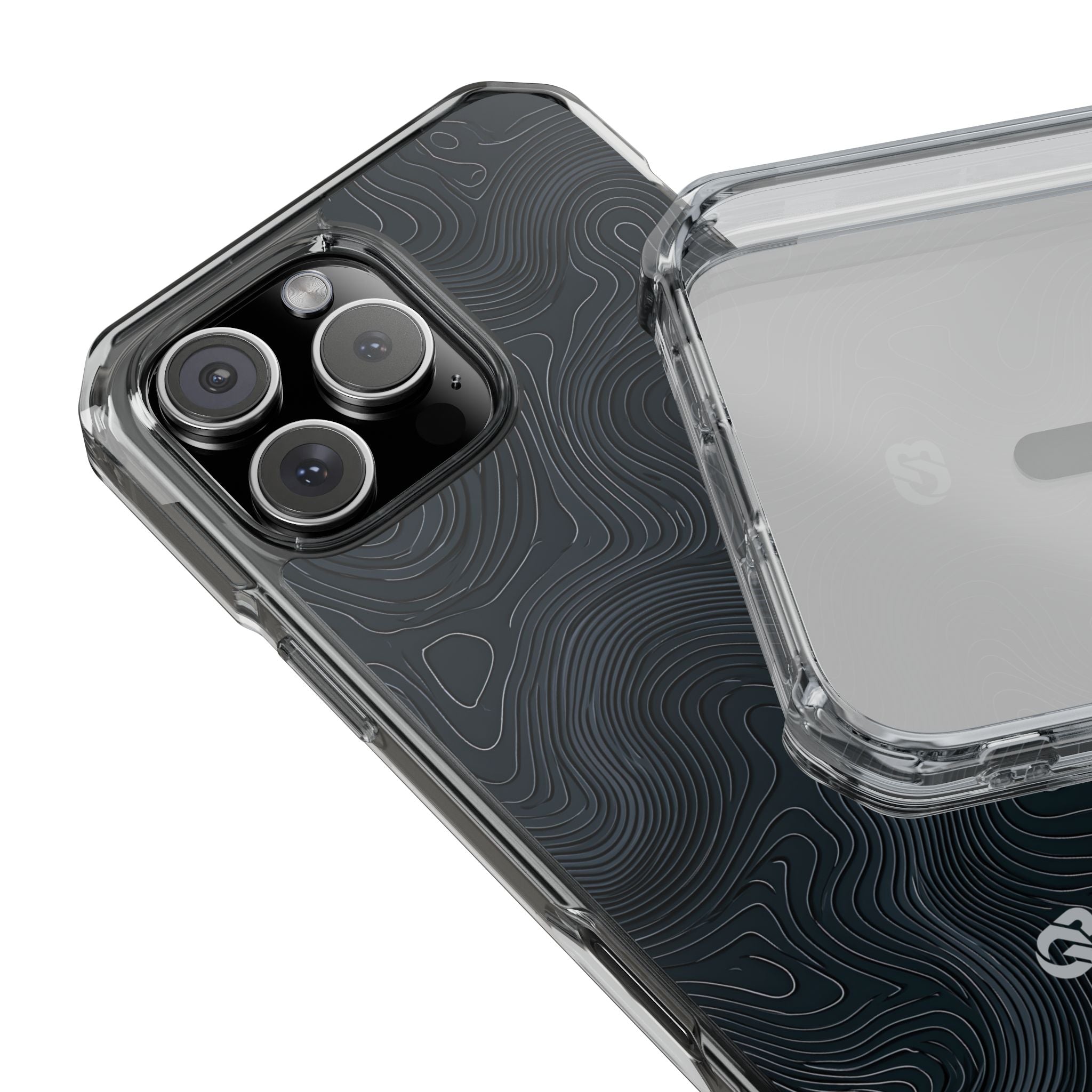 Black Impact MagSafe Phone Case for iPhone - Obsidian Ridge Topo