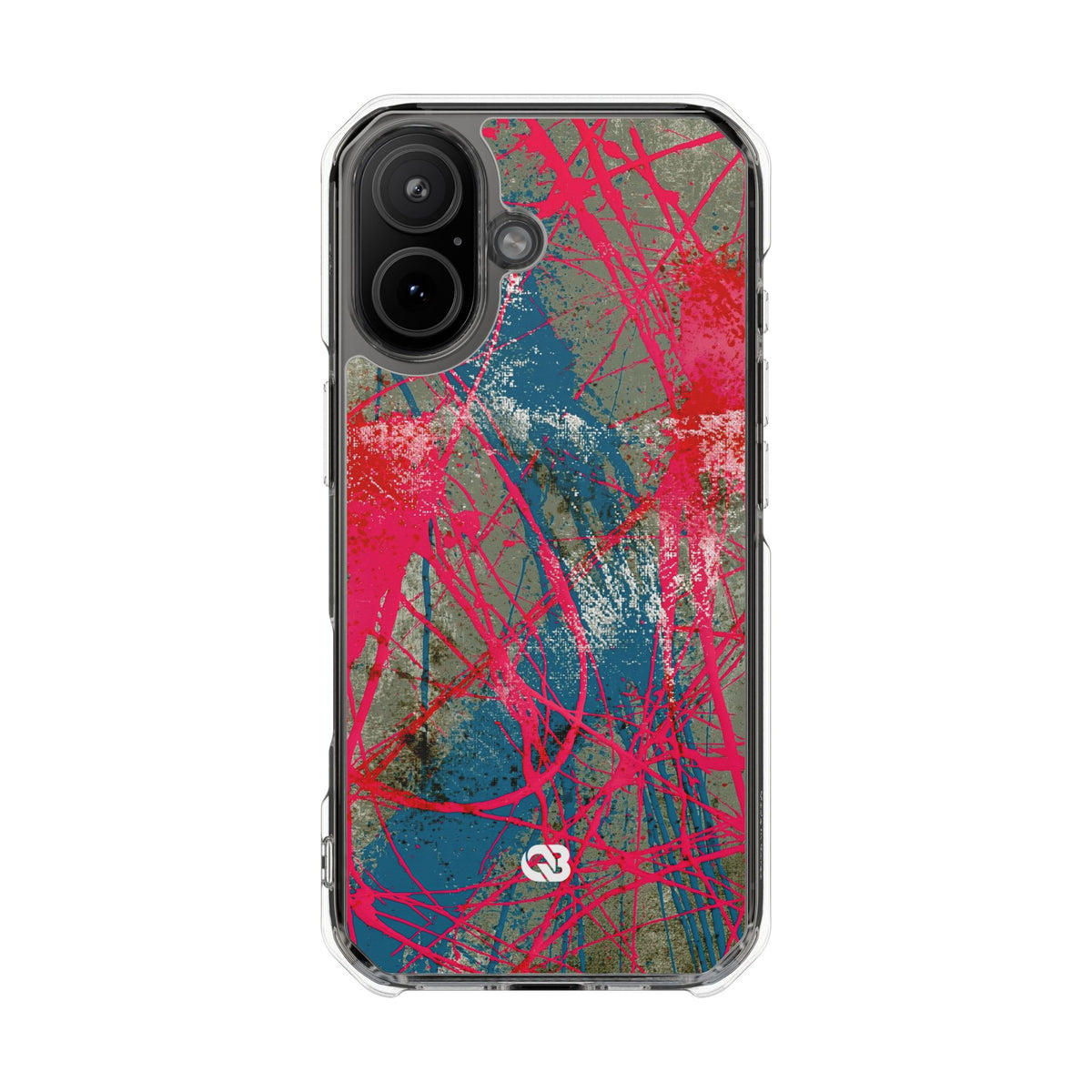 Neon Static Drip · Clear Impact Magnetic Phone Case for iPhone · Pink