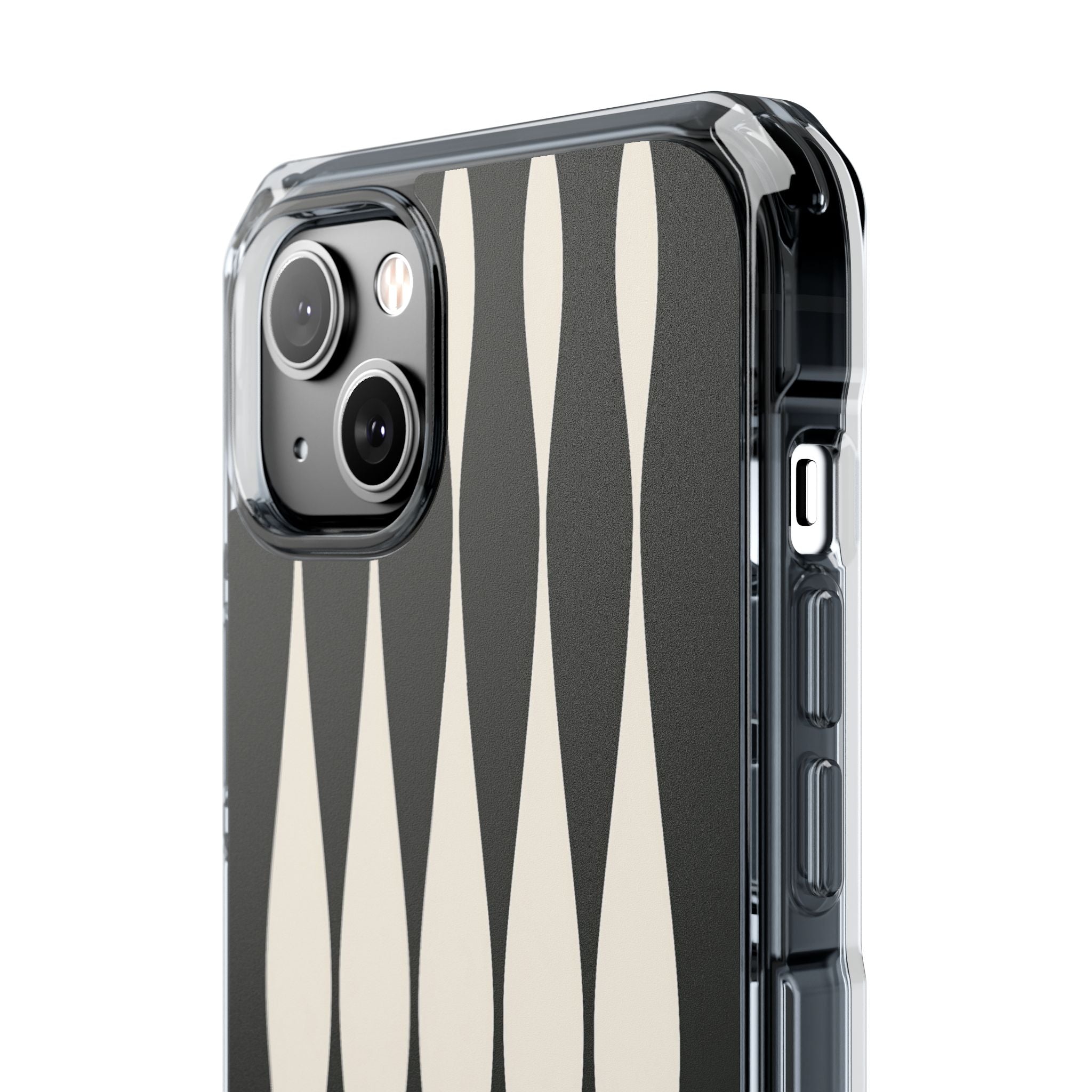 Black Impact MagSafe Phone Case for iPhone - Ivory Spindle Grid