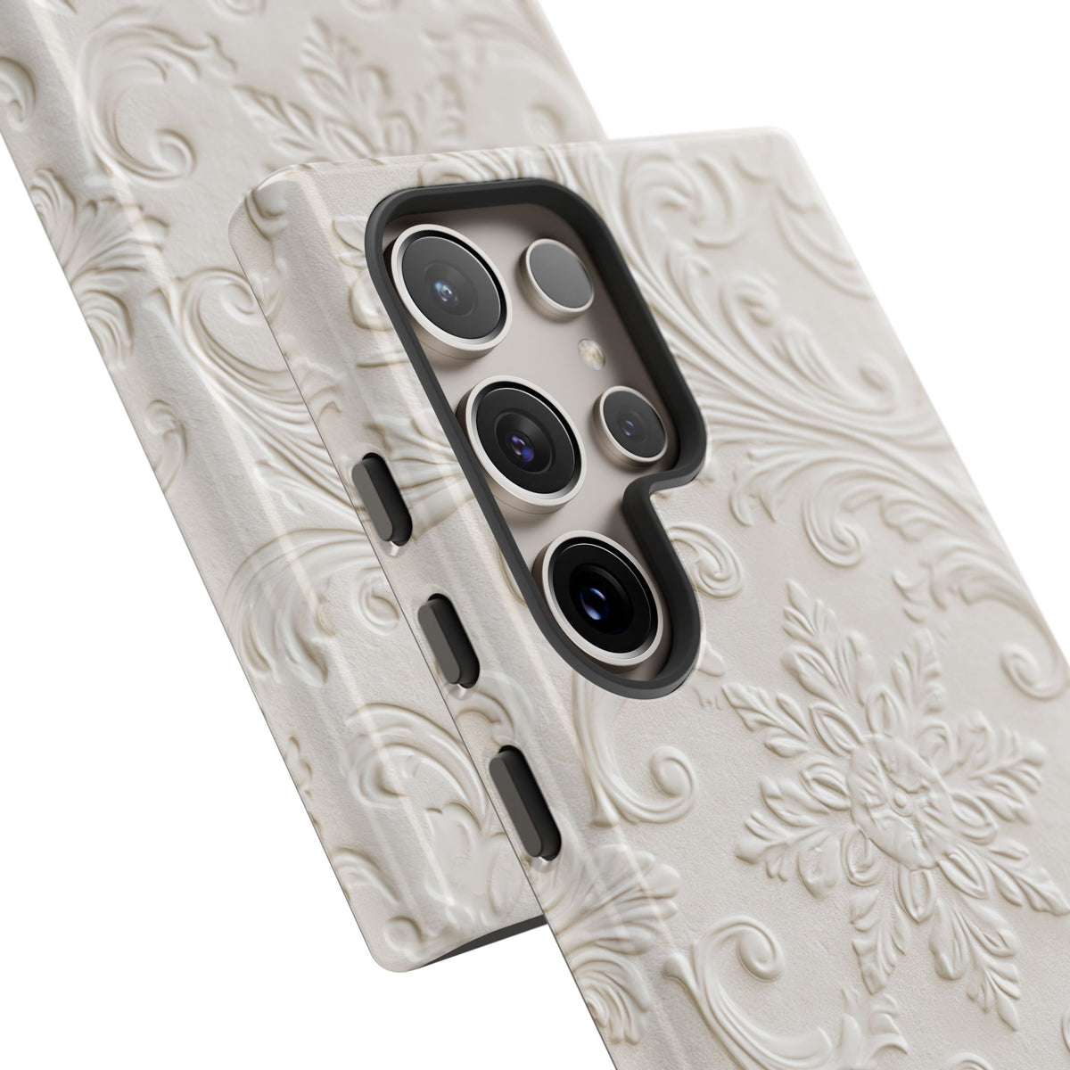 Ivory Baroque Relief · Tough Phone Case for Samsung · White
