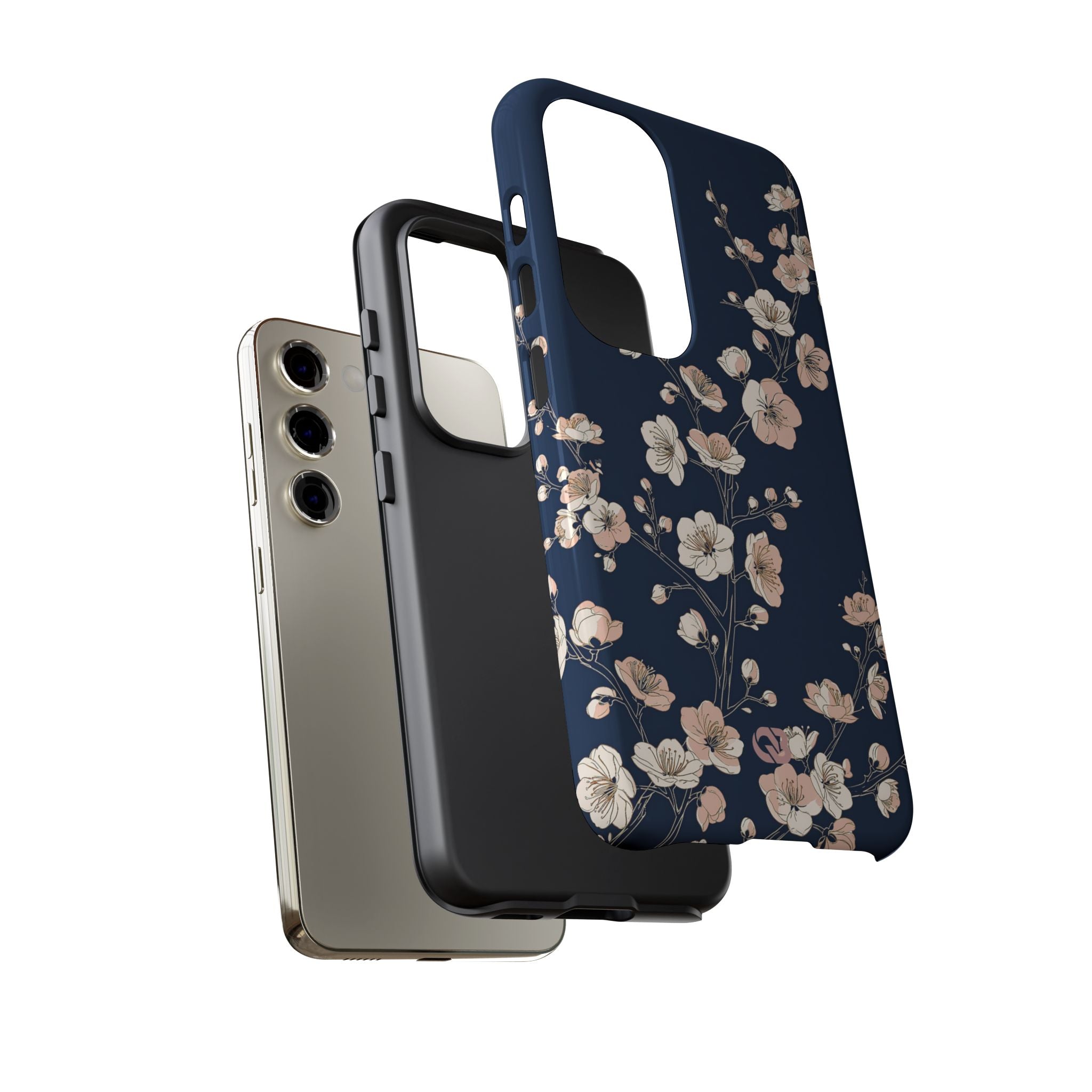 Blue Tough Phone Case for Samsung - Midnight Peach Sakura