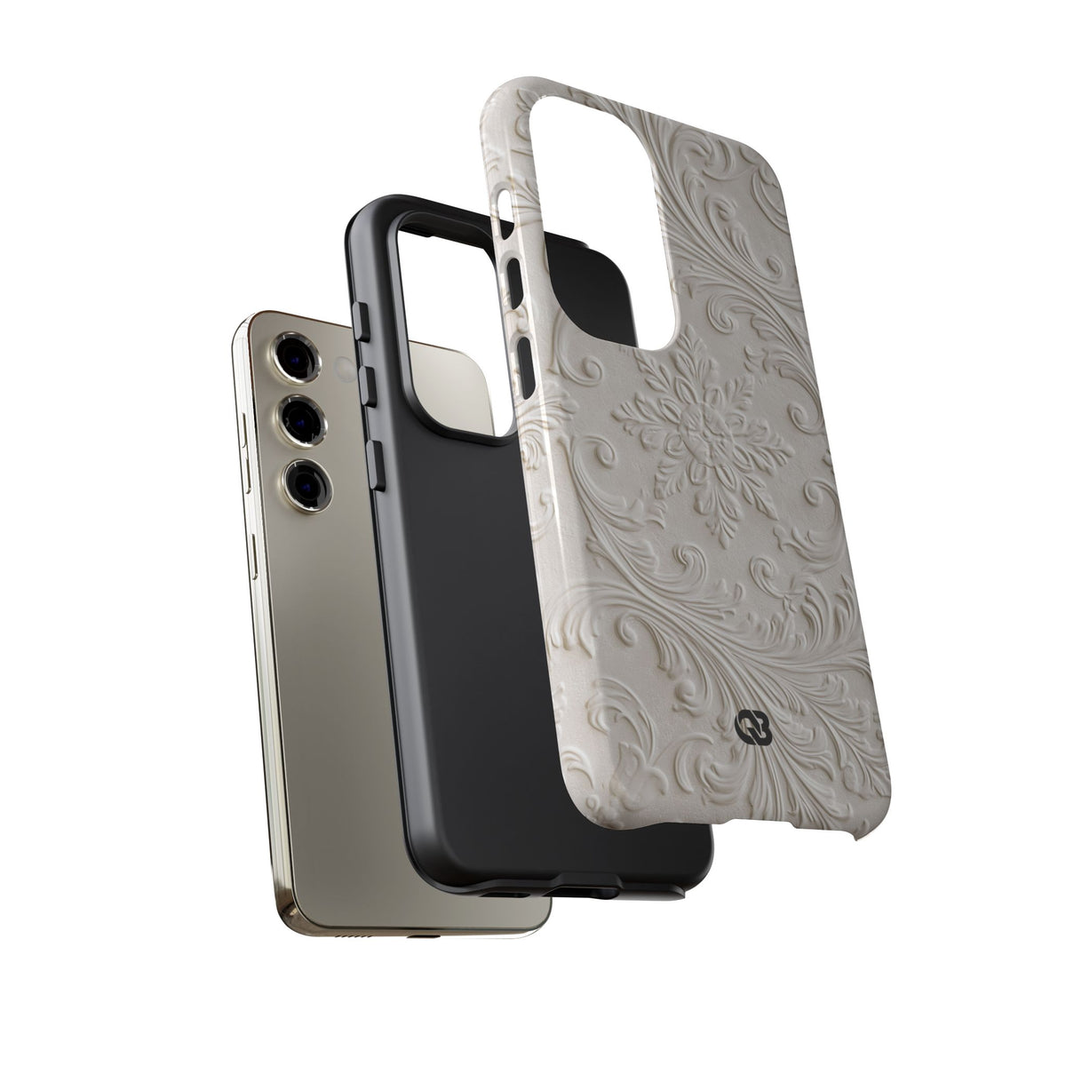 Ivory Baroque Relief · Tough Phone Case for Samsung · White