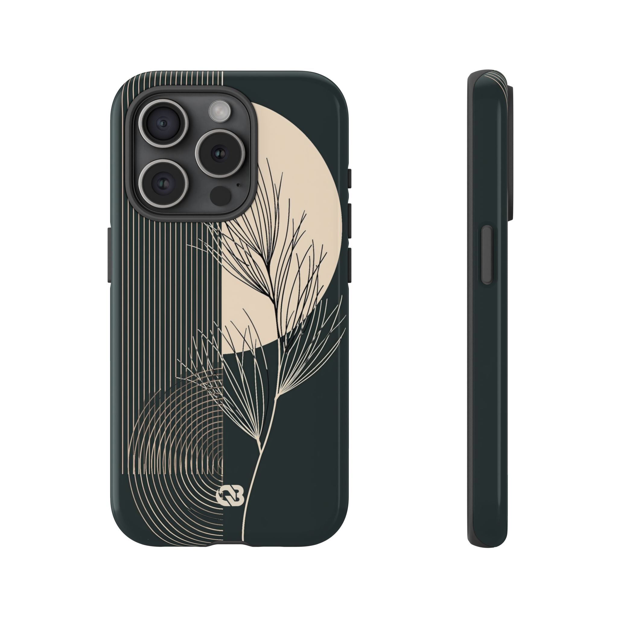 Black Tough Phone Case for iPhone - Obsidian Sand Willow