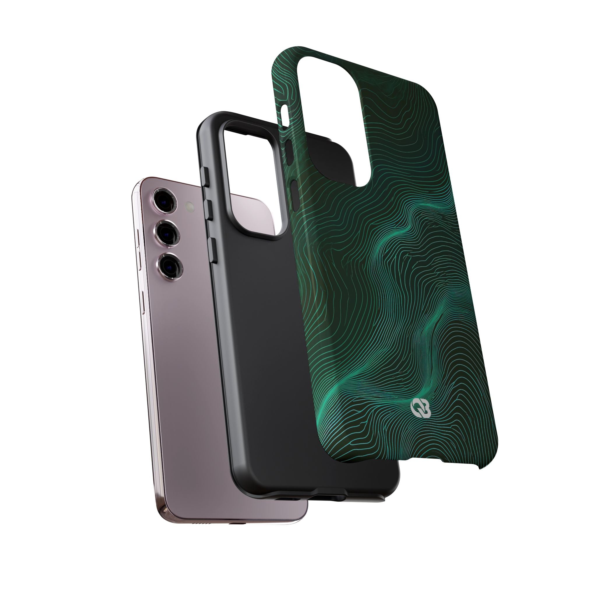 Teal Tough Phone Case for Samsung - Neon Jade Contour