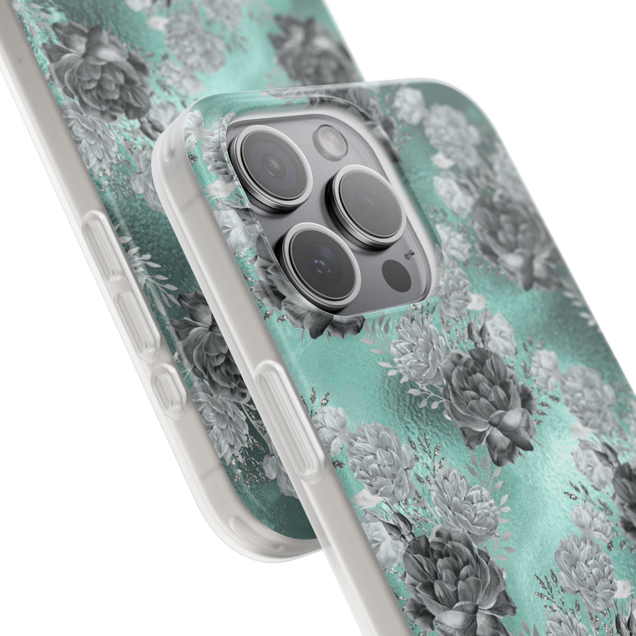 Frost Mint Floral · Soft Handyhülle für iPhone