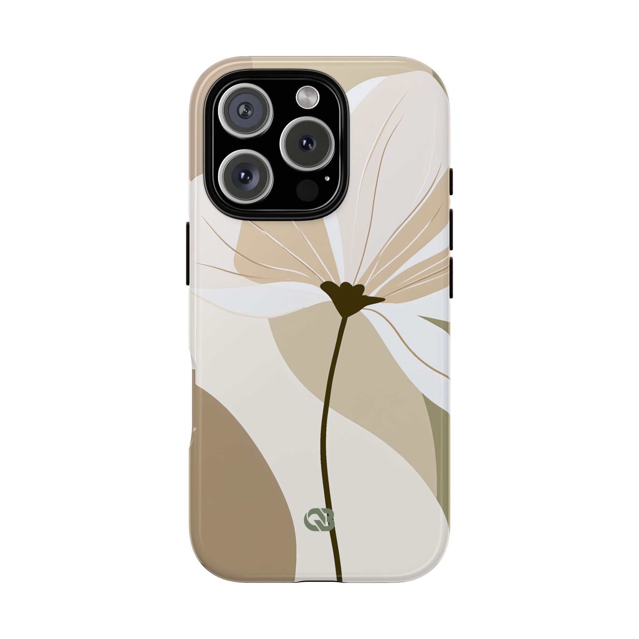 Beige Tough Phone Case for iPhone - Sage Linen Magnolia