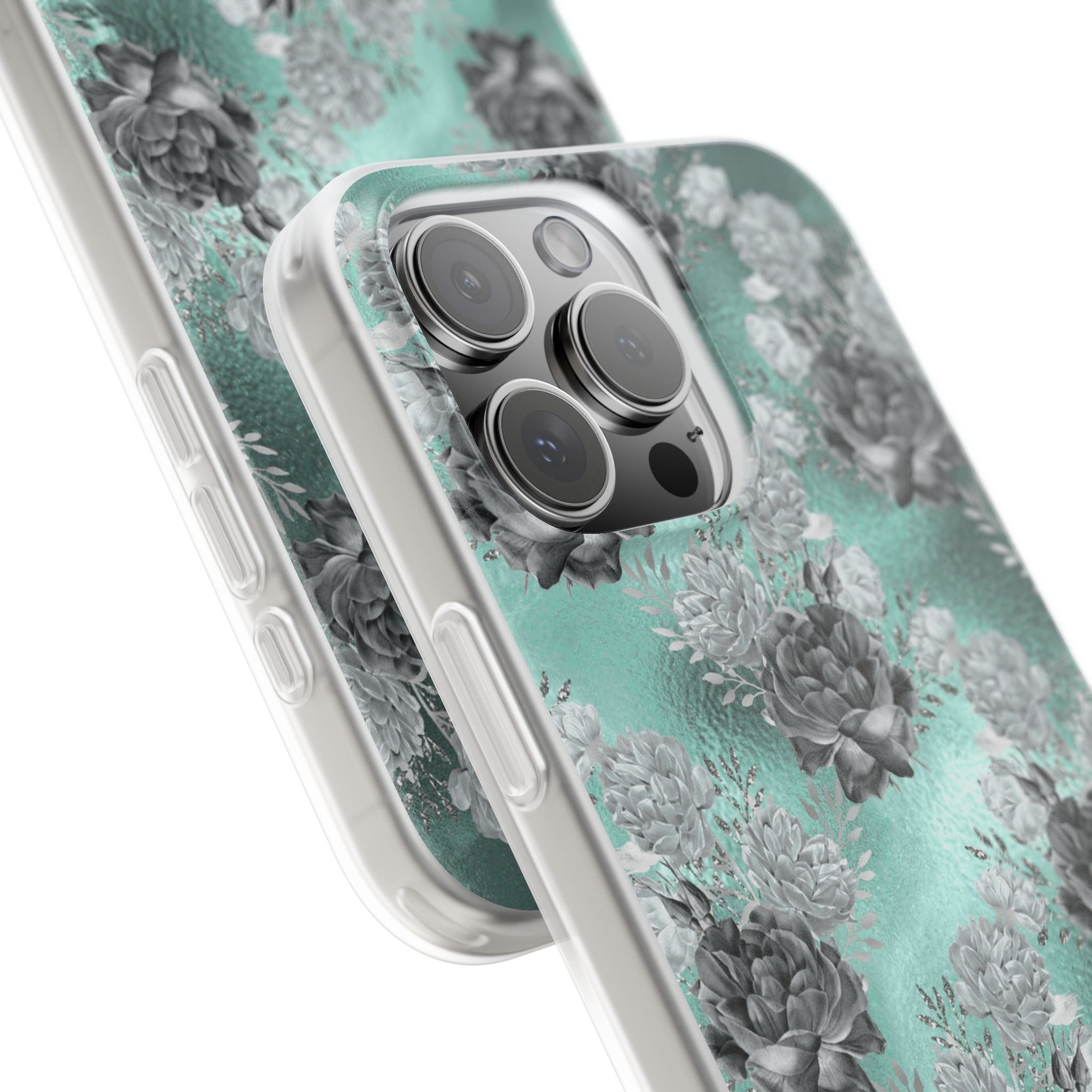 Frost Mint Floral · Soft Handyhülle für iPhone