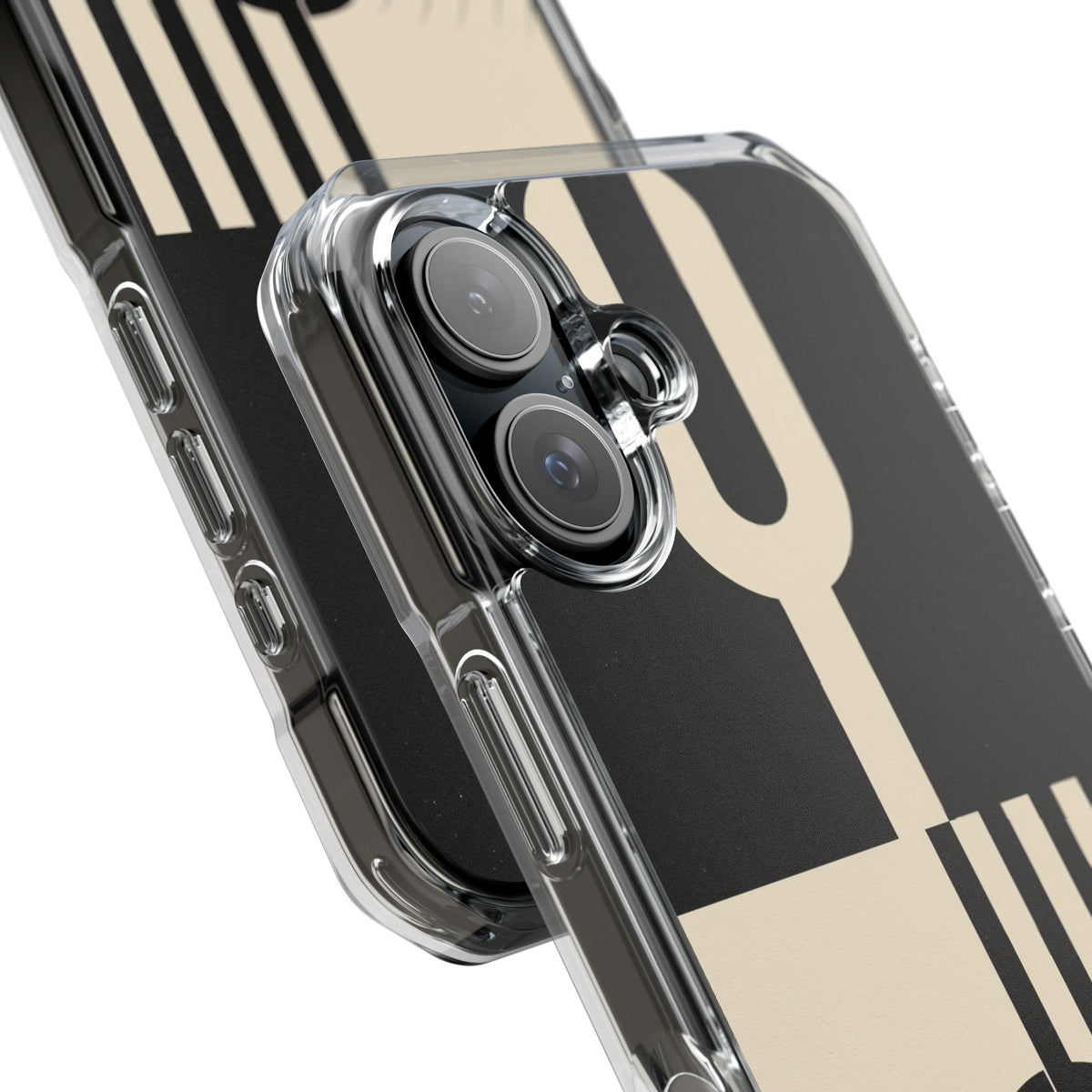 Black Impact MagSafe Phone Case for iPhone - Ivory Signal Grid
