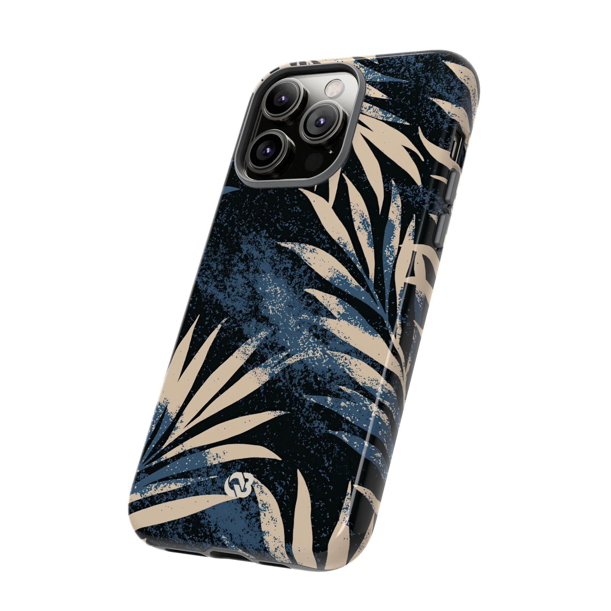 Blue Tough Phone Case for iPhone - Midnight Indigo Palm