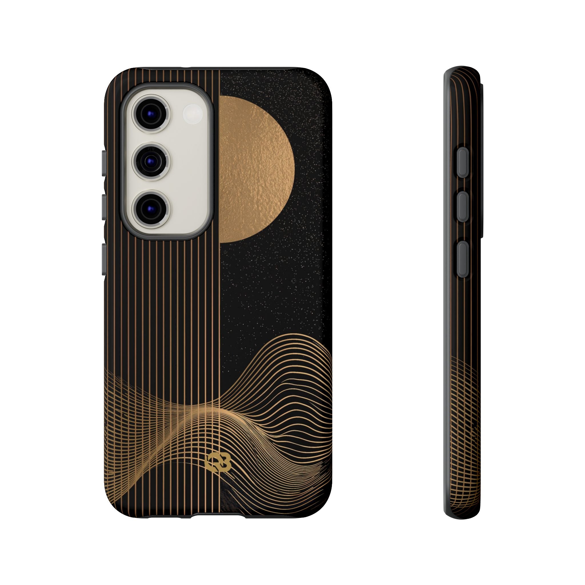 Gold Tough Phone Case for Samsung - Gilded Obsidian Dunes