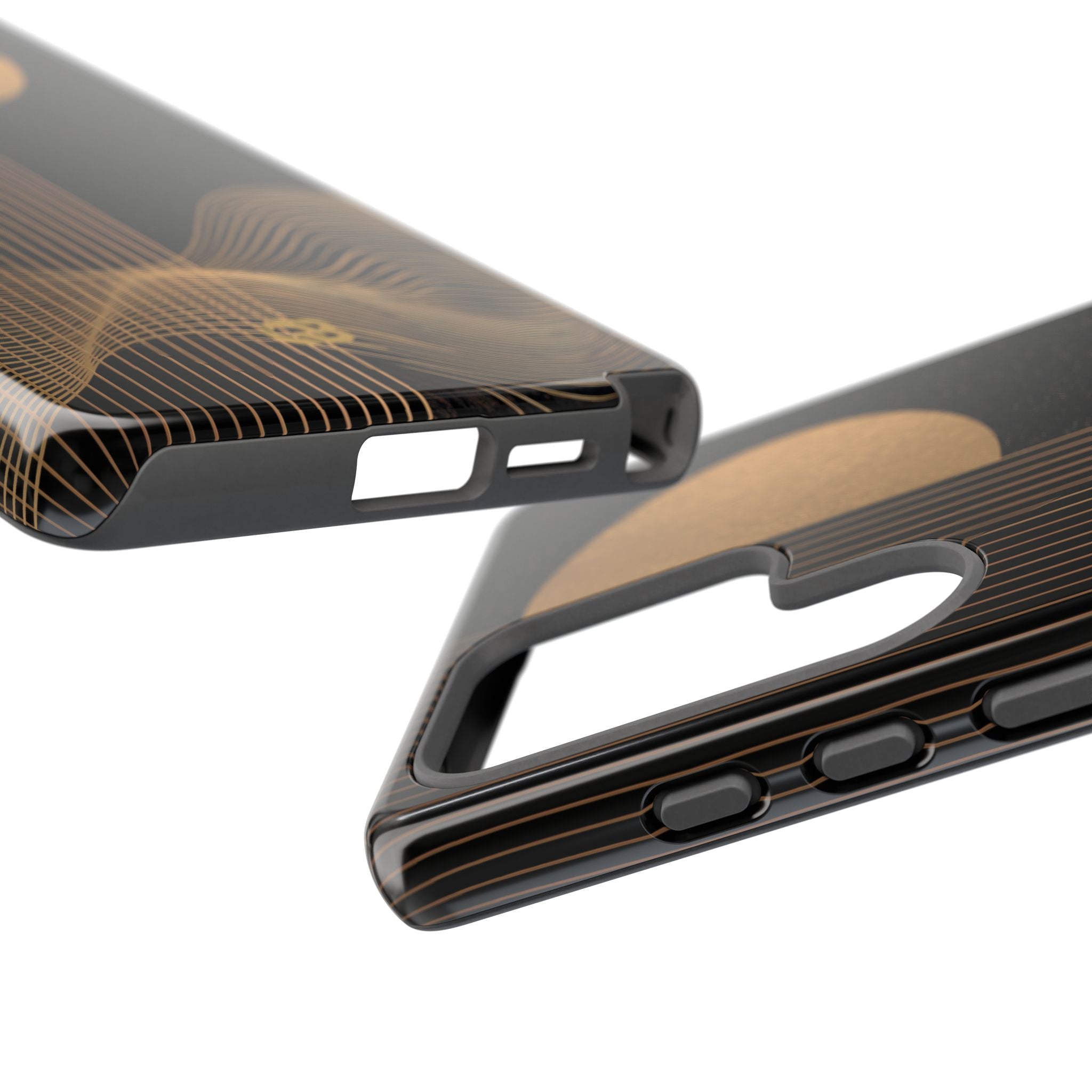 Gold Tough Phone Case for Samsung - Gilded Obsidian Dunes
