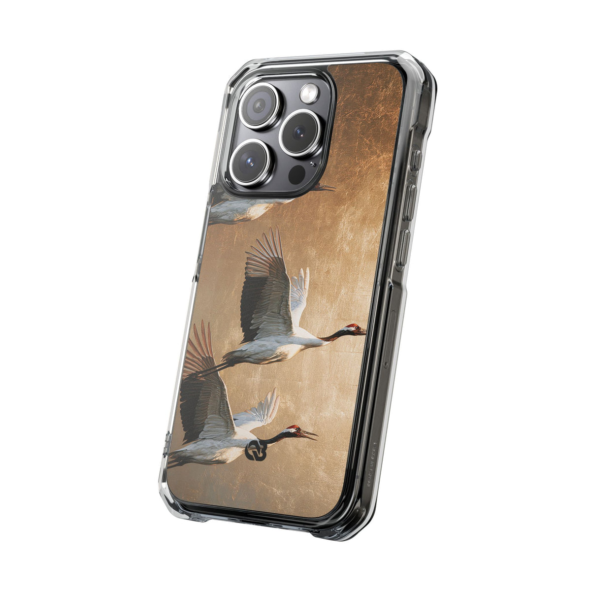 Golden Crane Flight · Clear Impact Magnetic Phone Case for iPhone · Gold