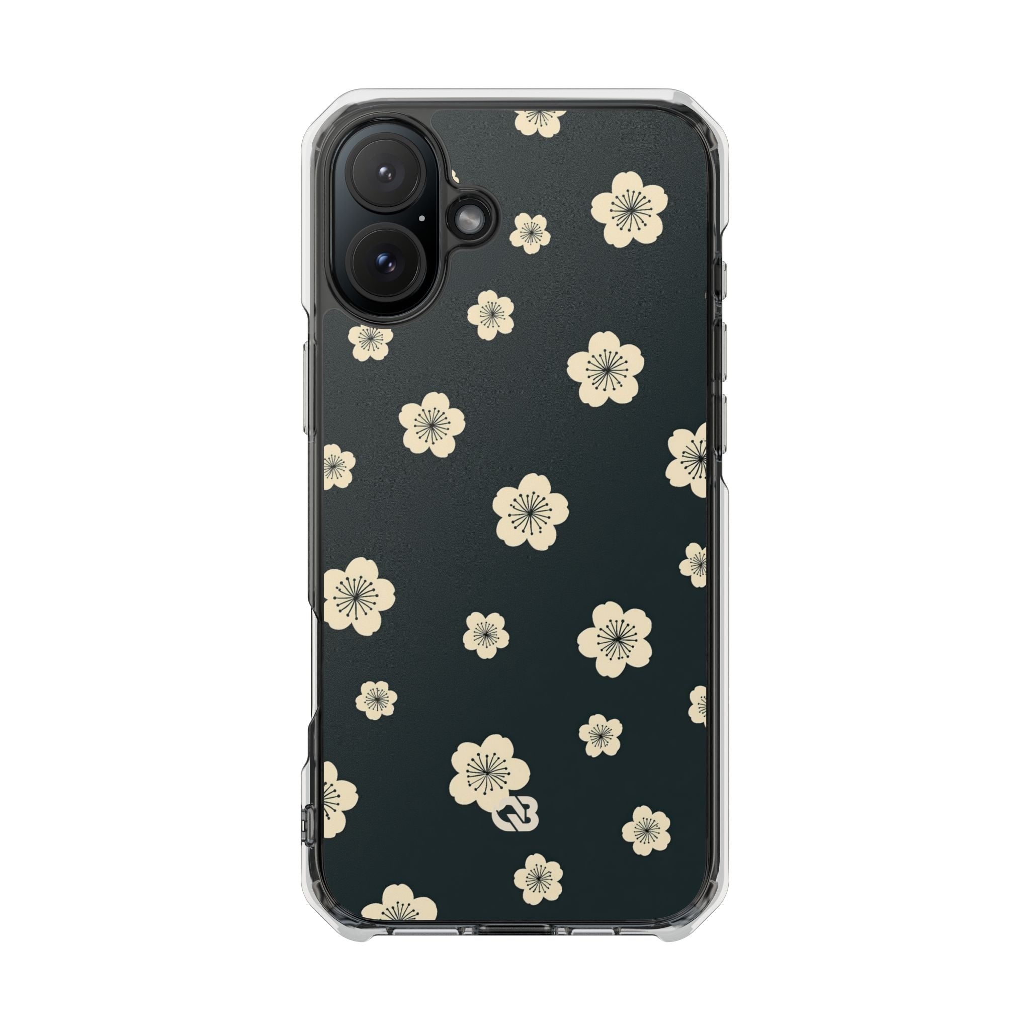 Teal Impact MagSafe Phone Case for iPhone - Obsidian Cream Petals