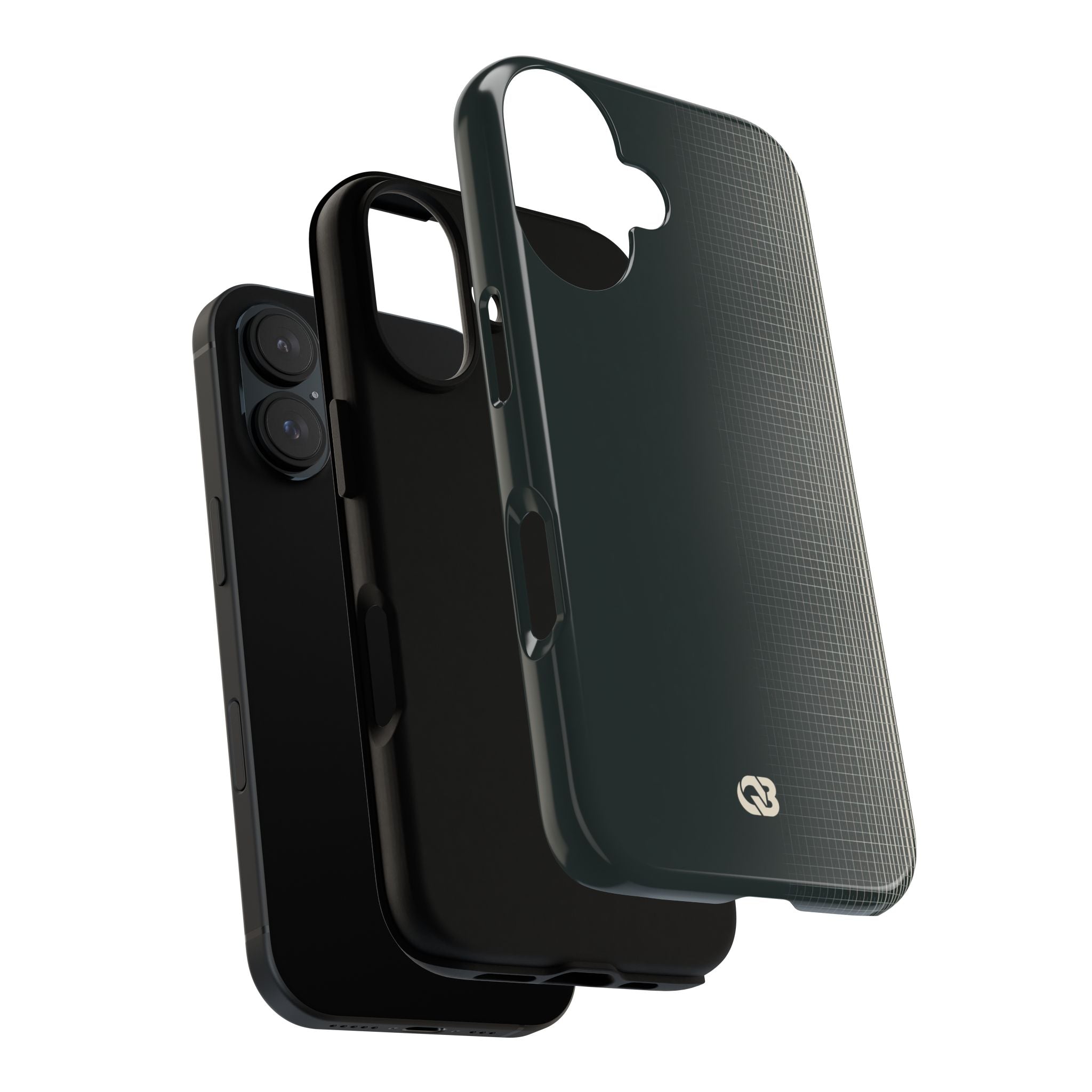 Grey Tough Phone Case for iPhone - Charcoal Tech Grid