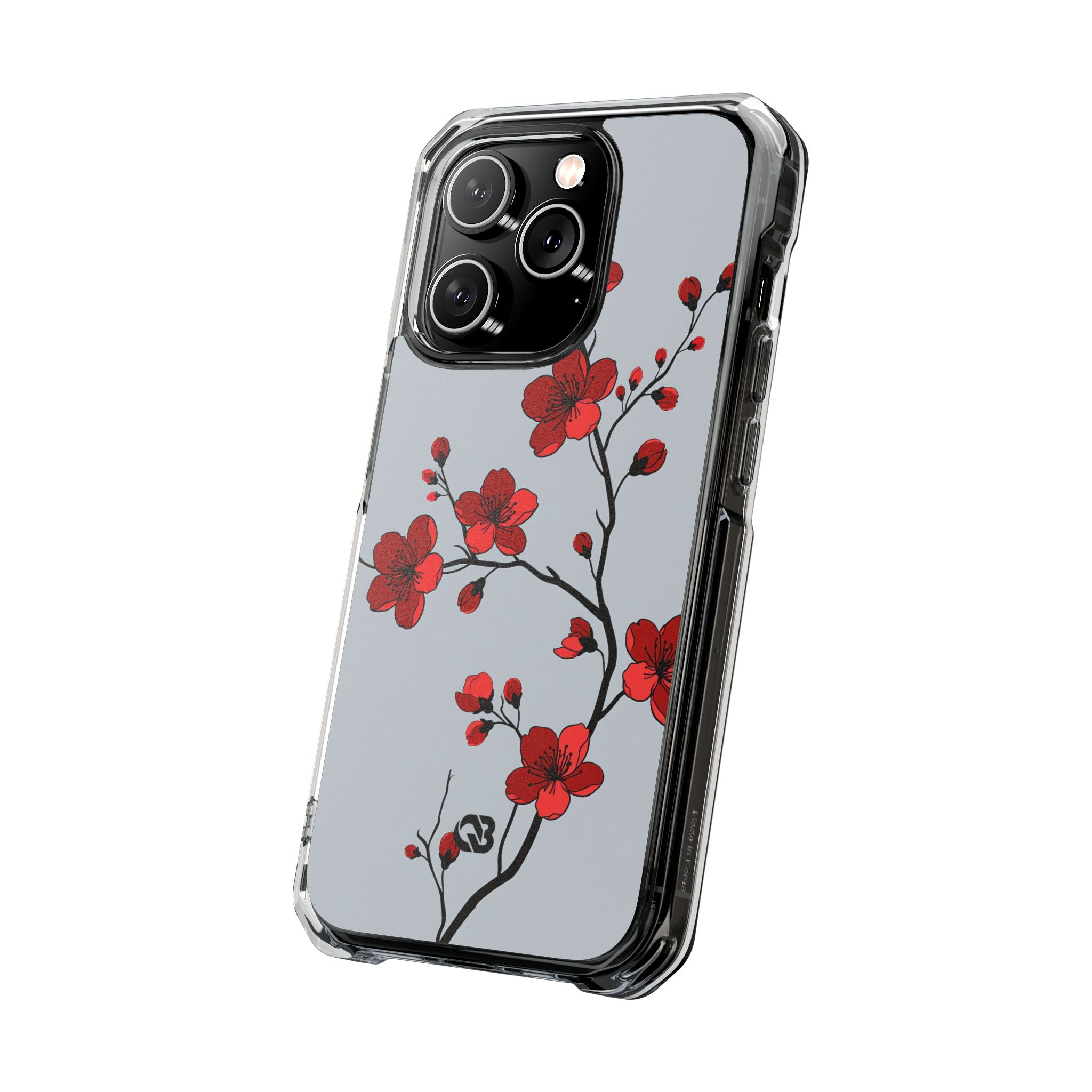 Grey Impact MagSafe Phone Case for iPhone - Crimson Blossom Onyx