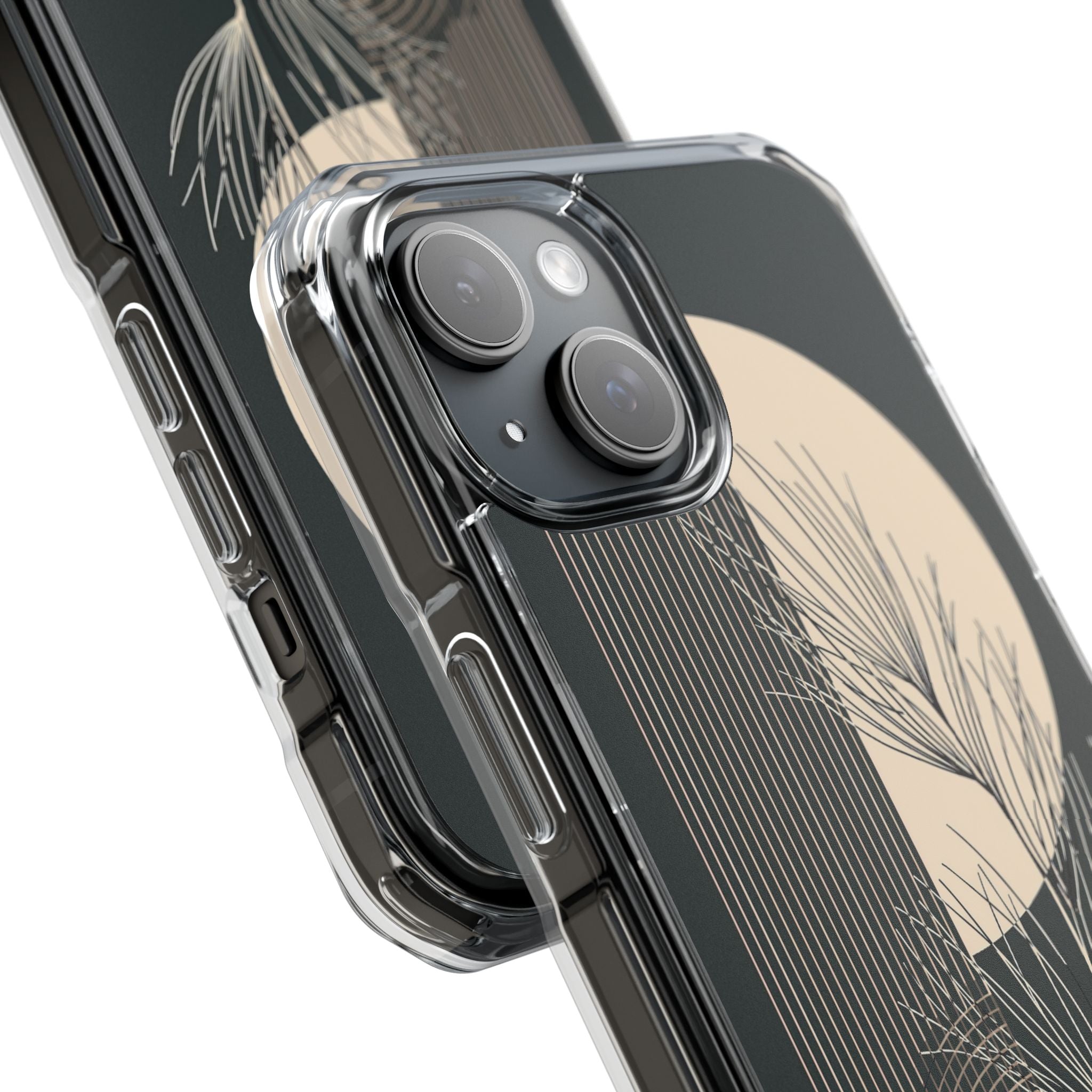 Black Impact MagSafe Phone Case for iPhone - Obsidian Sand Willow