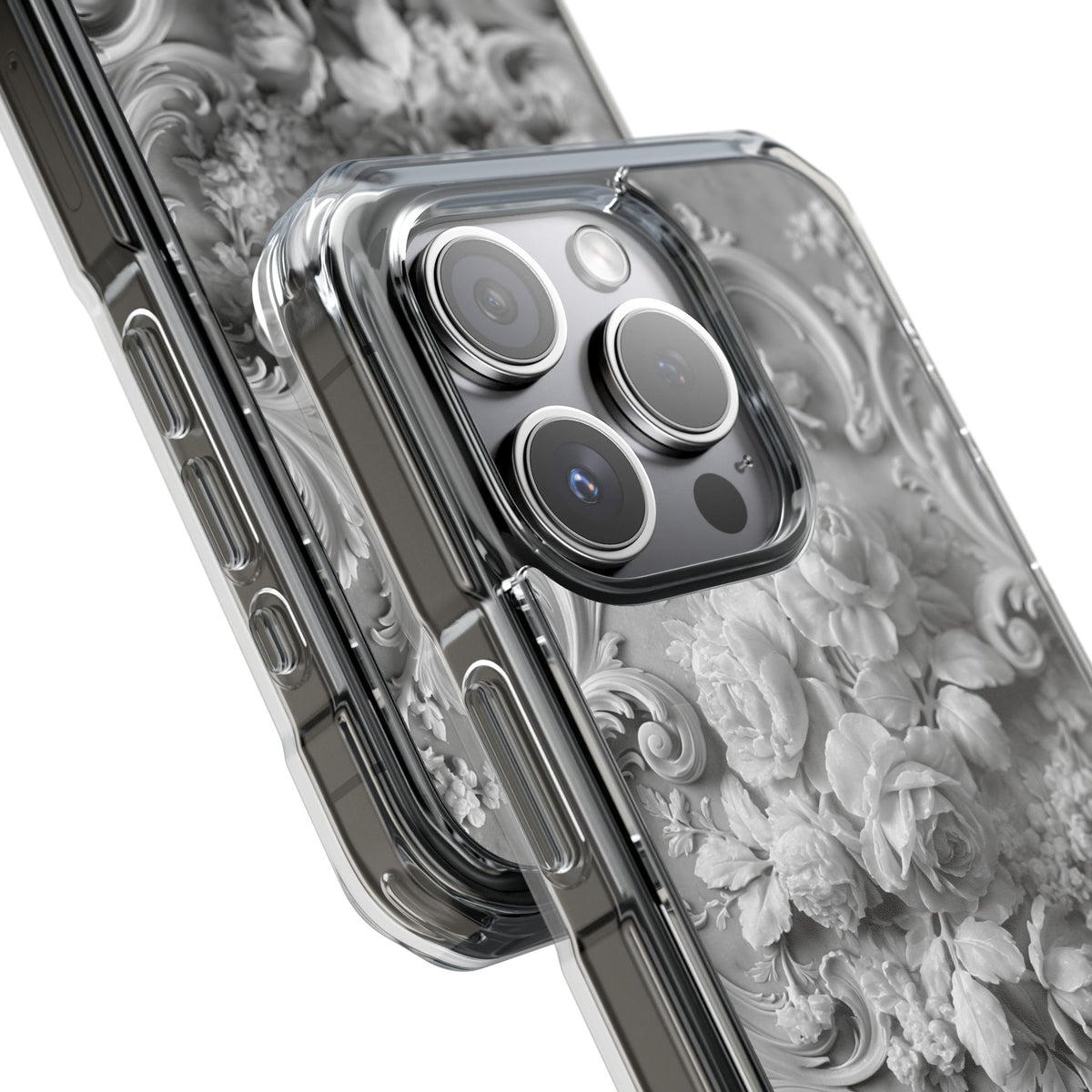 Rococo Marble Rose · Clear Impact Magnetic Phone Case for iPhone · White