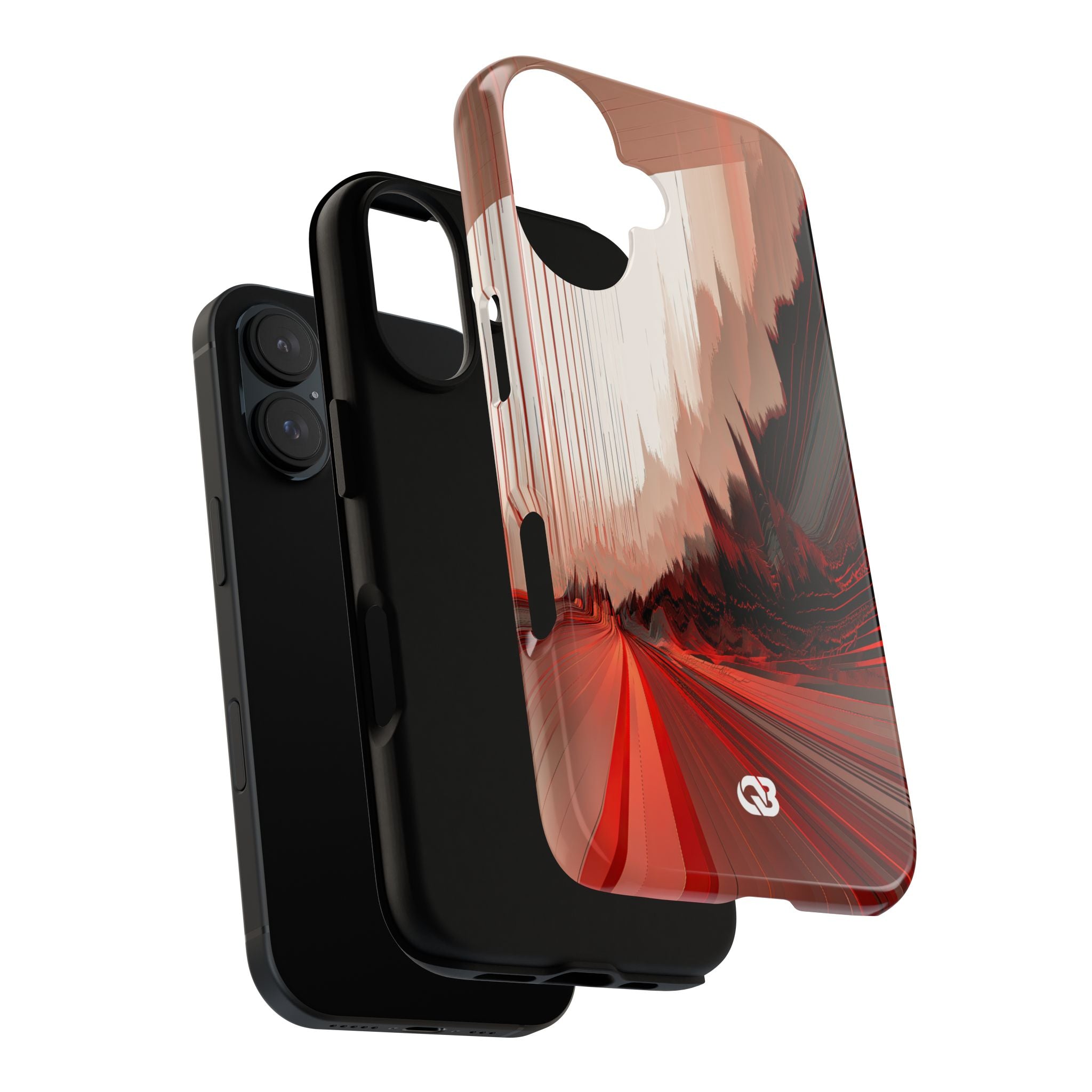 Red Tough Phone Case for iPhone - Crimson Pulse Horizon