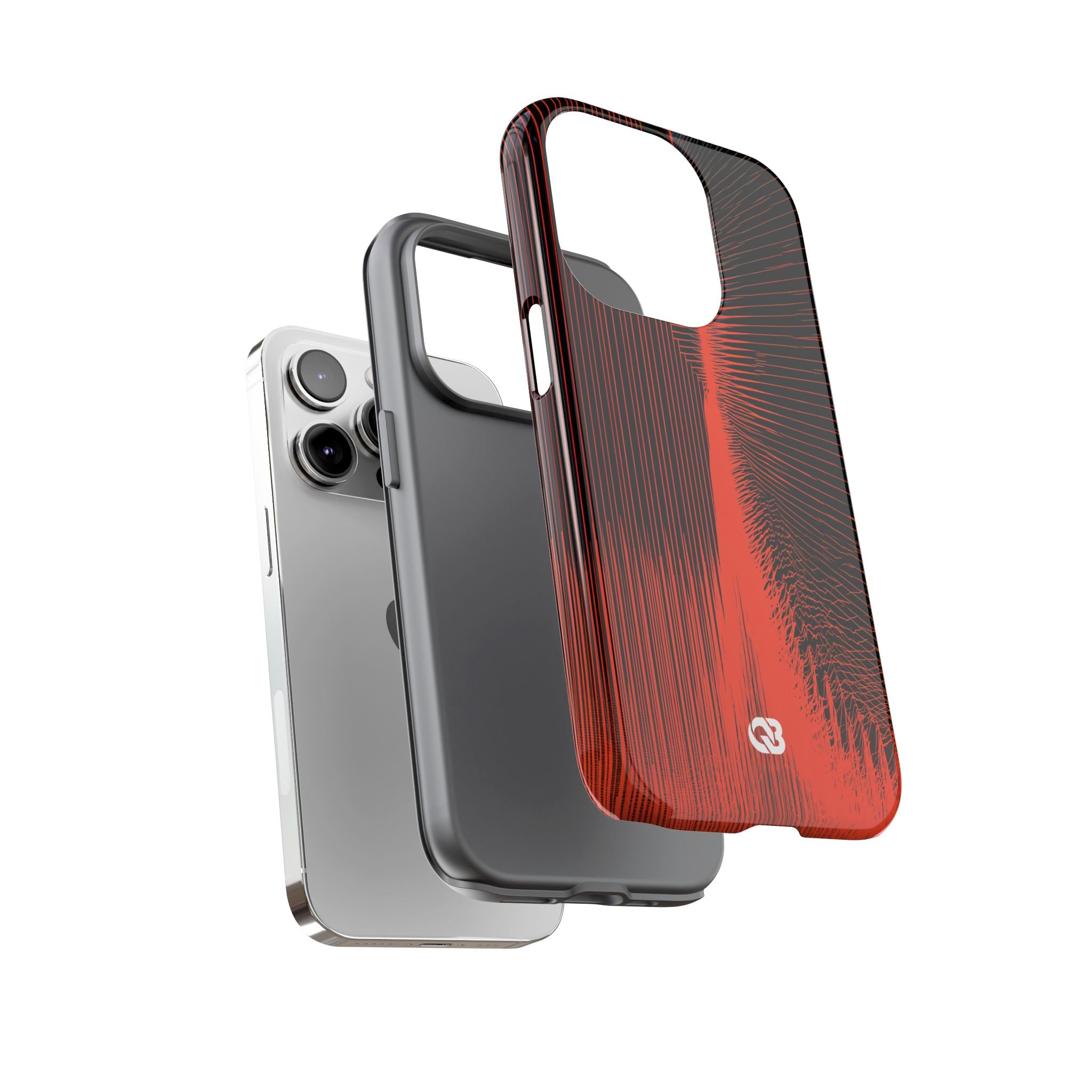 Red Tough Phone Case for iPhone - Crimson Frequency Pulse