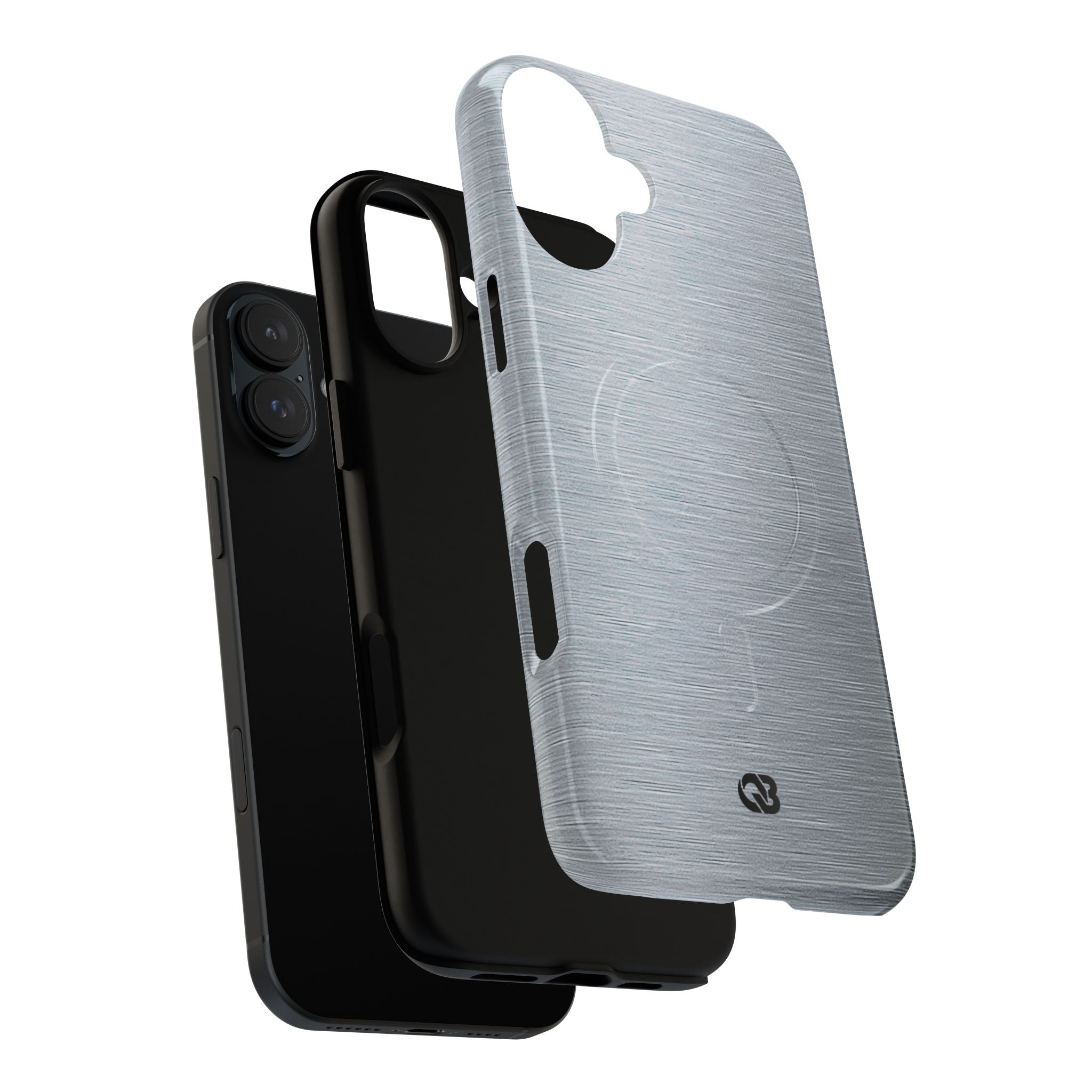 Silver Tough 2.0 Magsafe Phone Case for iPhone - Satin Chrome Grain