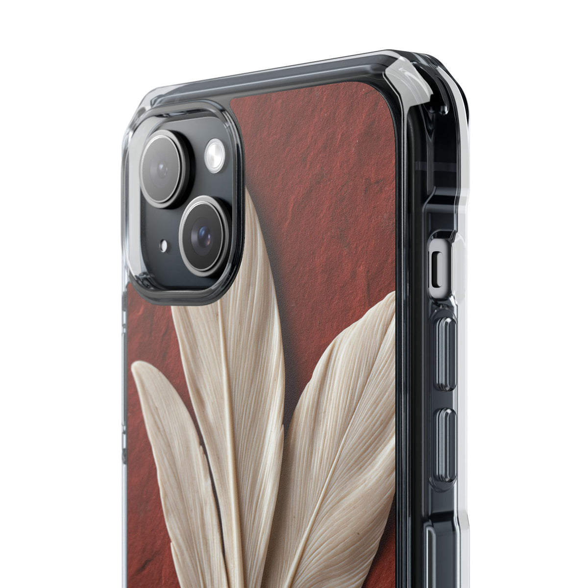 Carved Ivory Plume · Clear Impact Magnetic Phone Case for iPhone · Red
