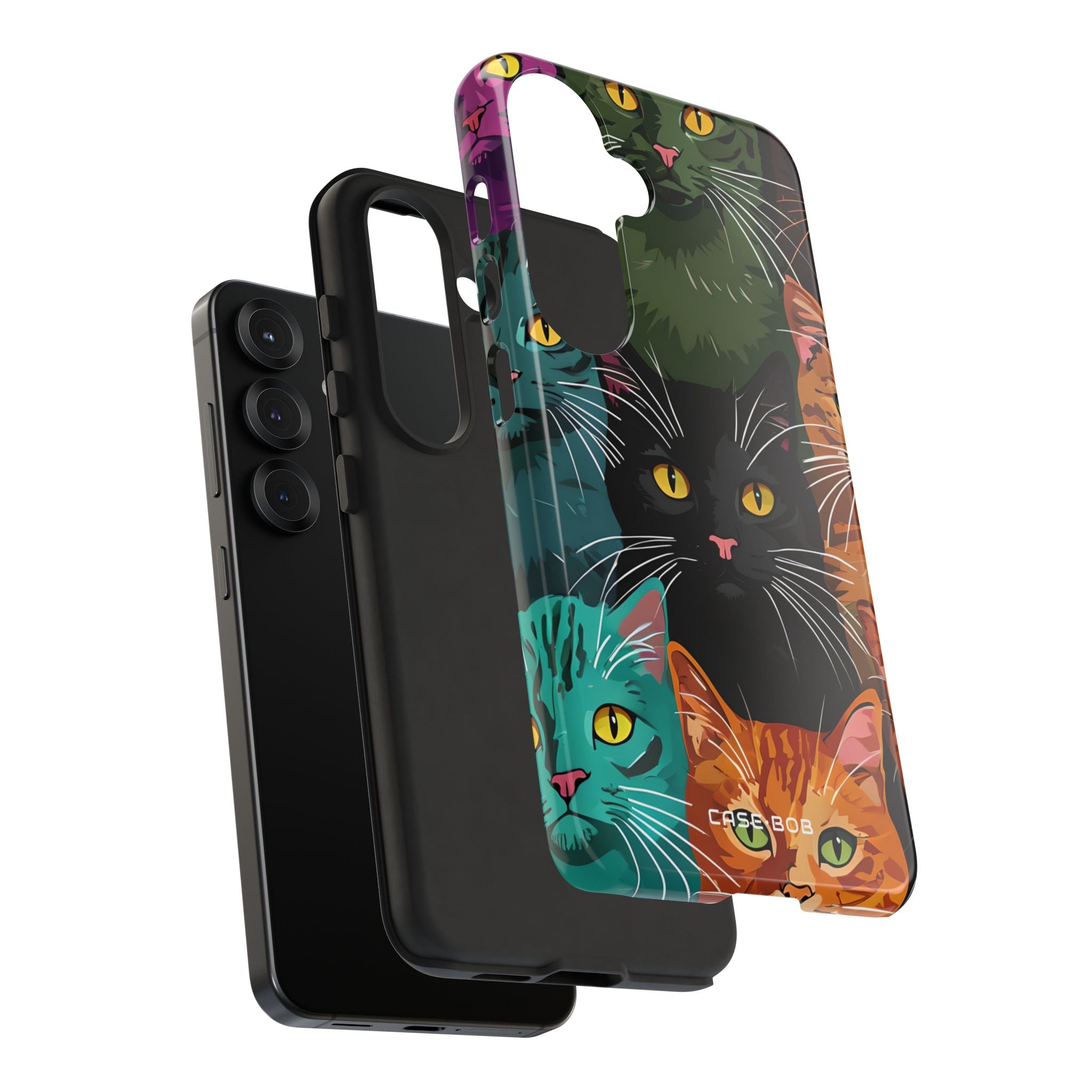 Teal Cat Grid Samsung S25 Case - Tough