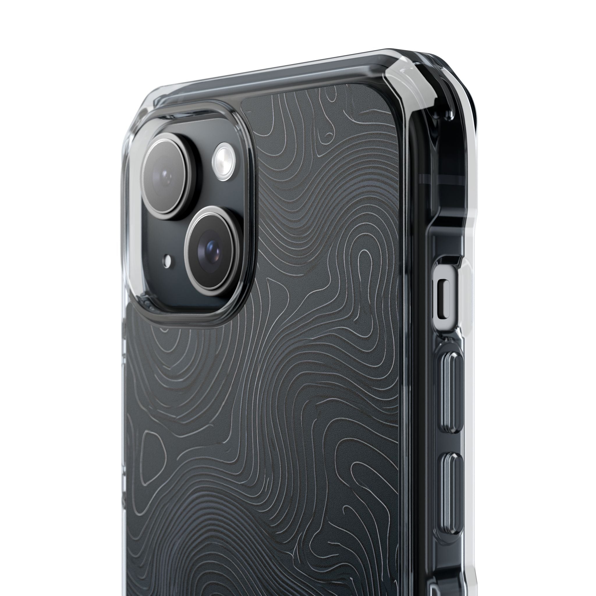 Black Impact MagSafe Phone Case for iPhone - Obsidian Ridge Topo
