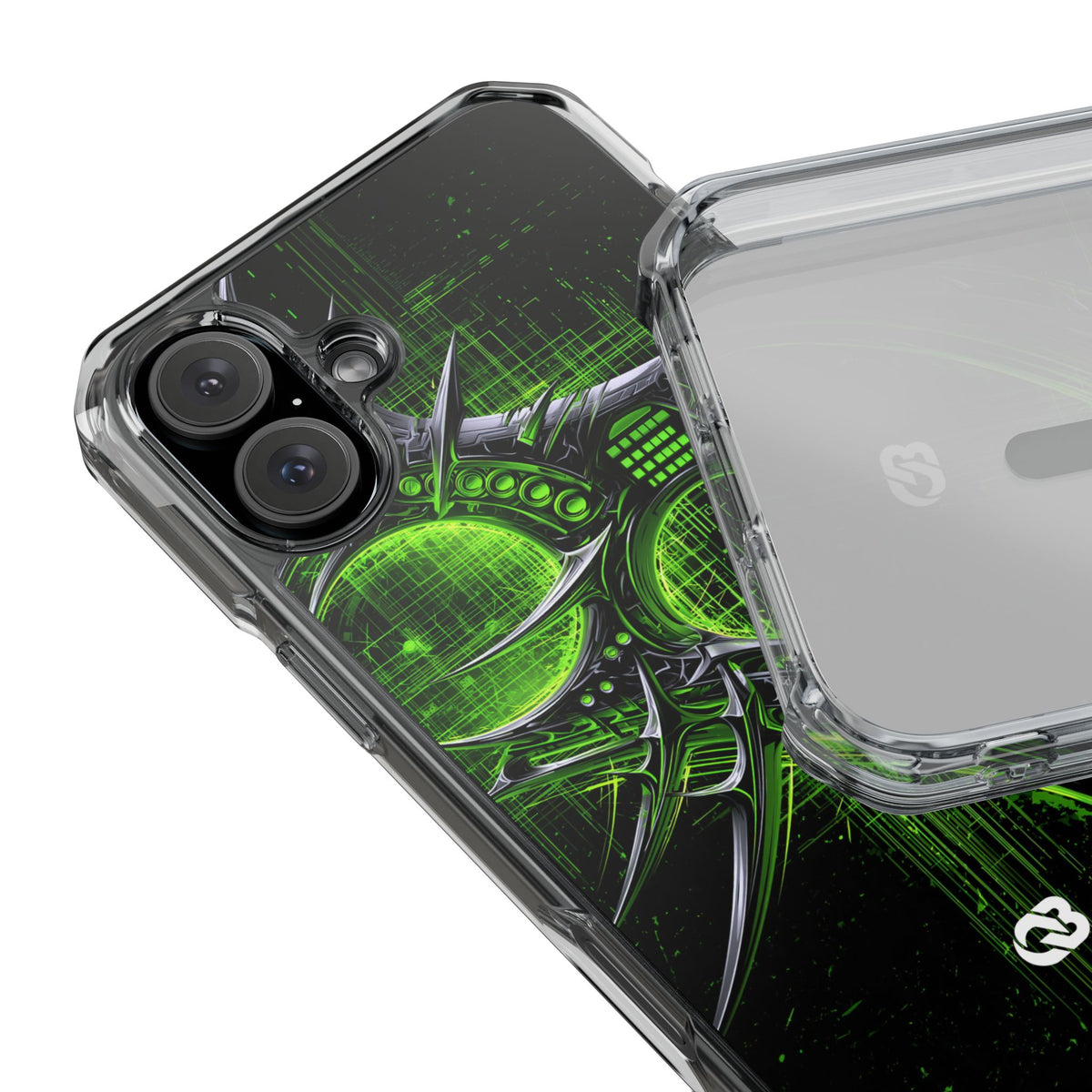 Cyber Sigil Grid · Clear Impact Magnetic Phone Case for iPhone · Green