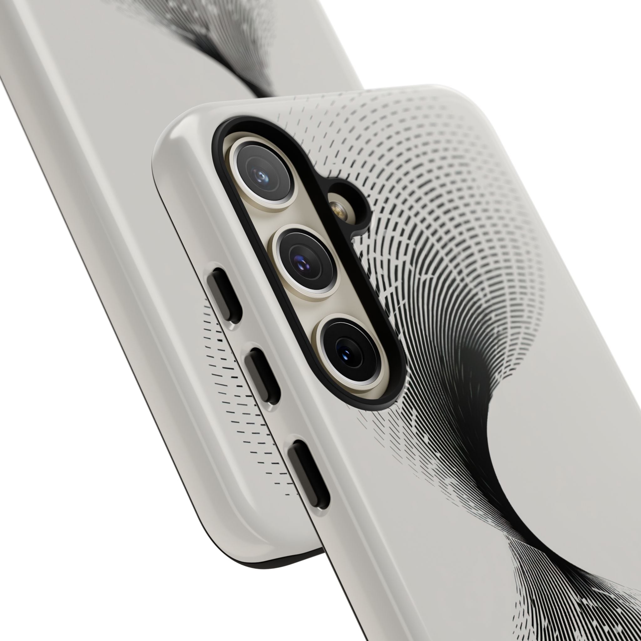 White Tough Phone Case for Samsung - Linear Torsion Grid