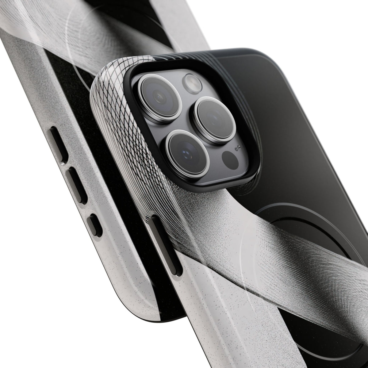 Grey Tough 2.0 Magsafe Phone Case for iPhone - Obsidian Moiré Wave