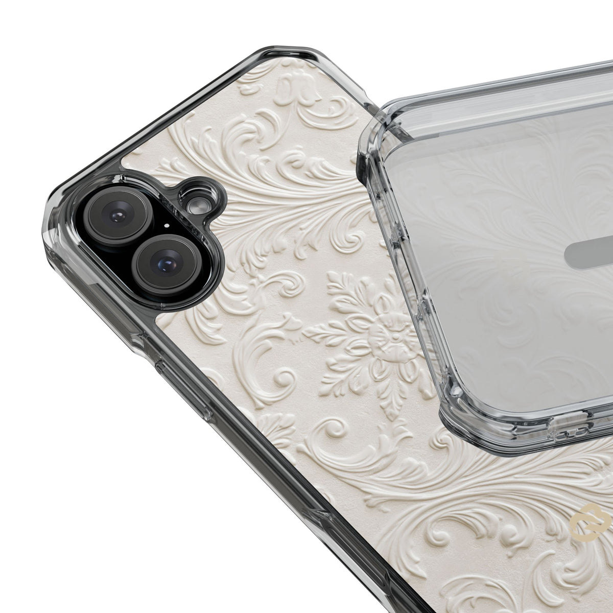 White Impact MagSafe Phone Case for iPhone - Alabaster Floral Relief