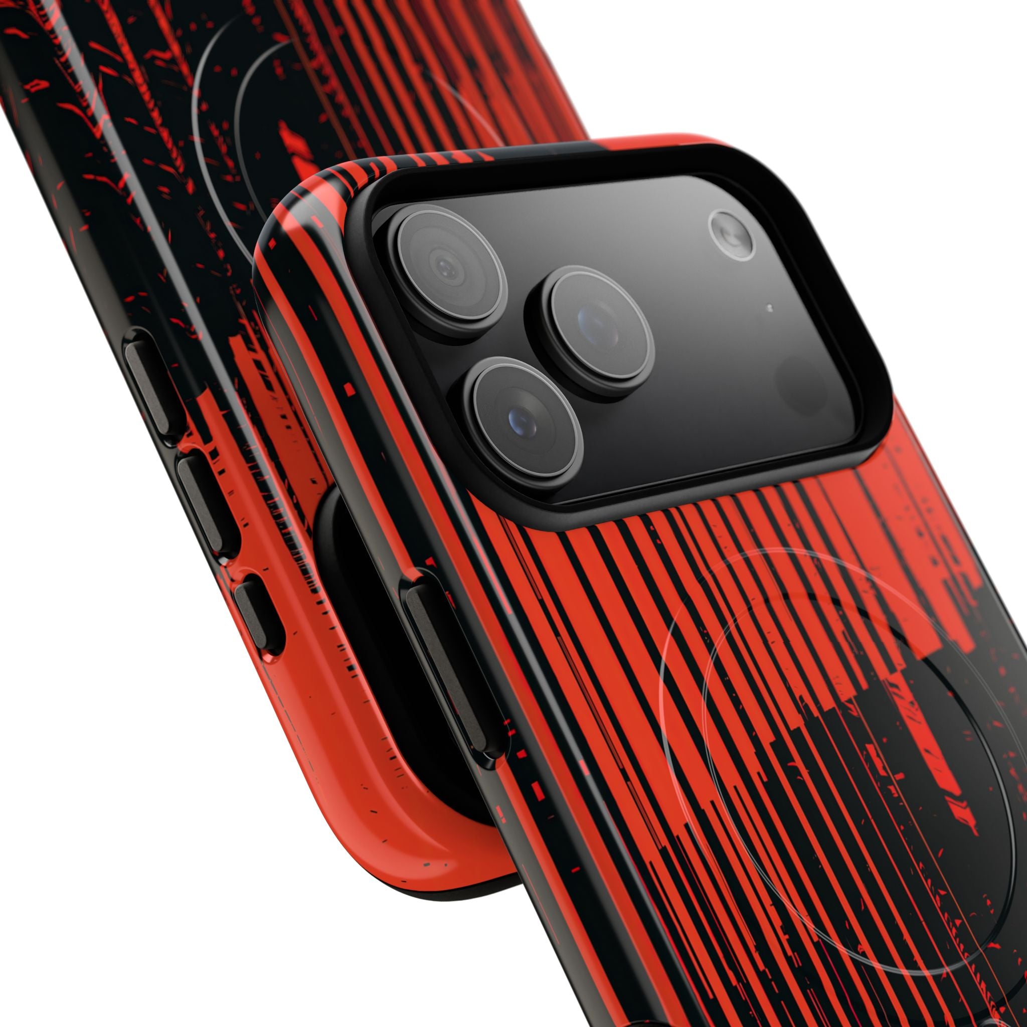 Red Tough 2.0 Magsafe Phone Case for iPhone - Crimson Brutalist Distortion