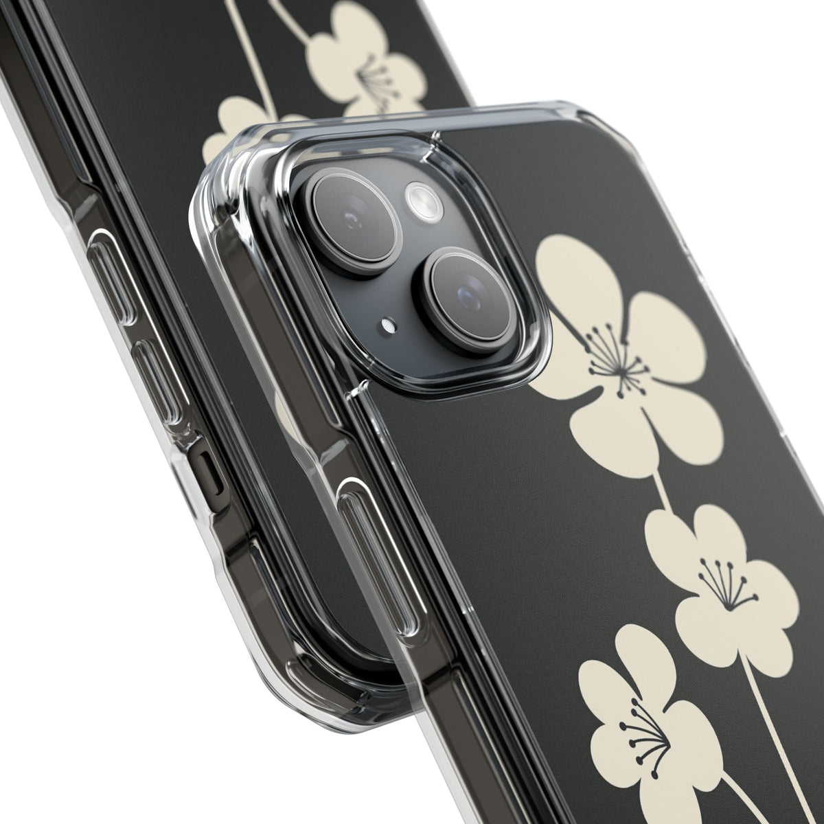 Nordic Blossom · Clear Impact Magnetic Phone Case for iPhone · Black