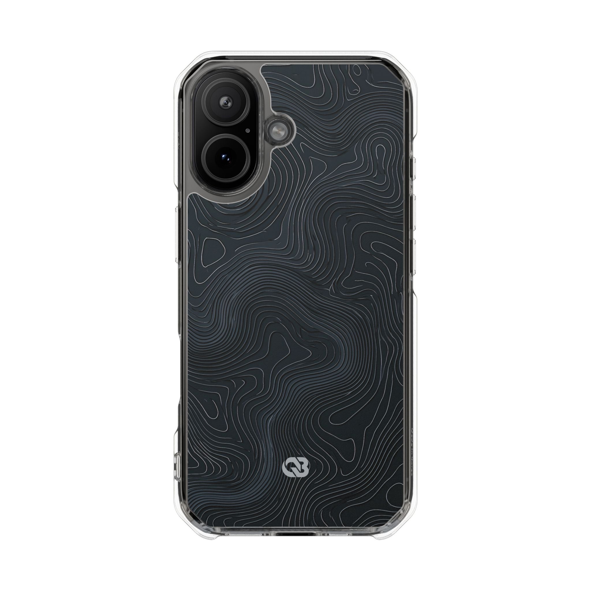Black Impact MagSafe Phone Case for iPhone - Obsidian Ridge Topo