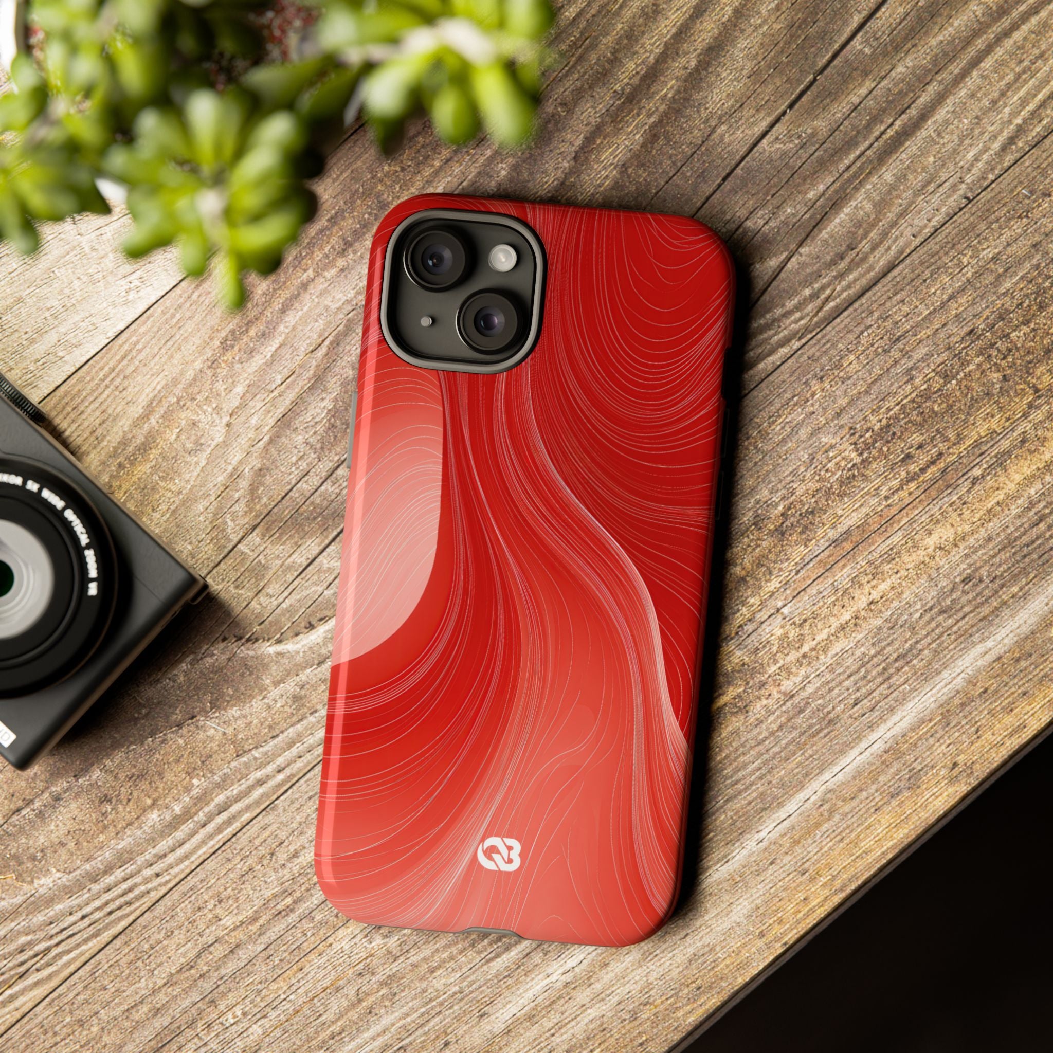 Red Tough Phone Case for iPhone - Crimson Silk Strands