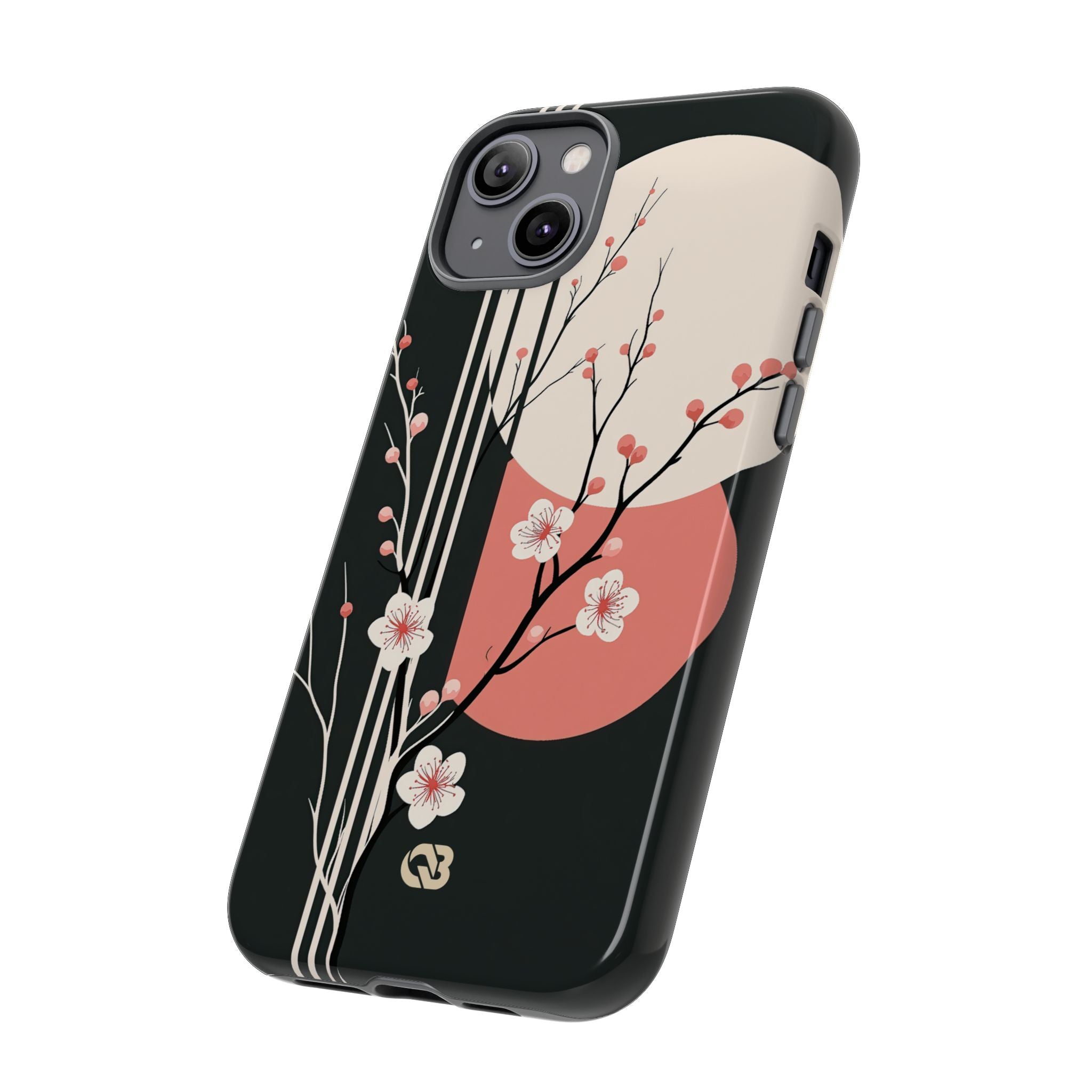 Black Tough Phone Case for iPhone - Kyoto Midnight Blossom