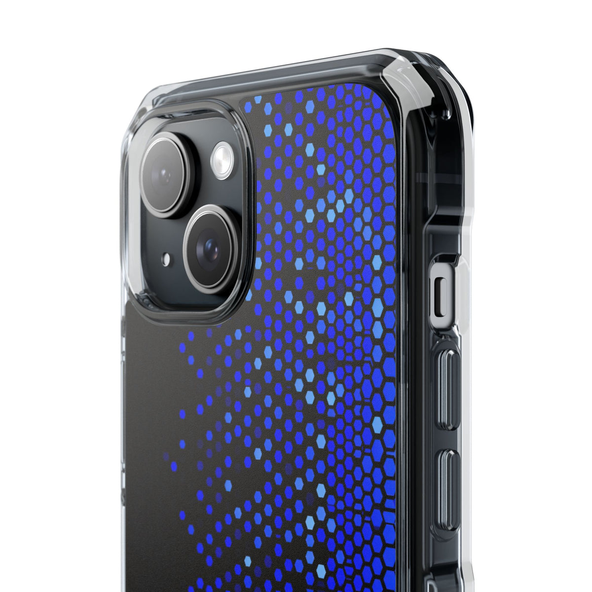 Cobalt Hex Dispersion · Clear Impact Magnetic Phone Case for iPhone · Blue