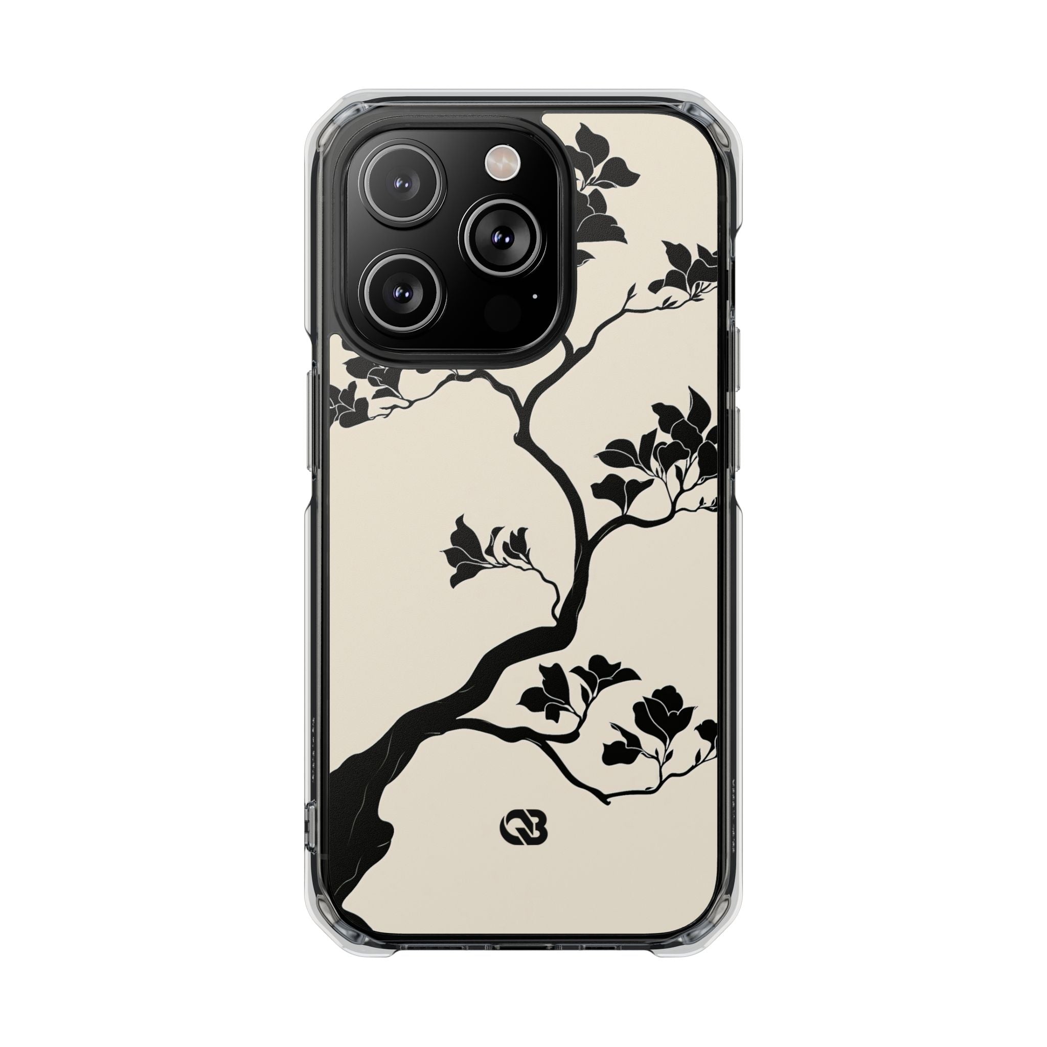 Beige Impact MagSafe Phone Case for iPhone - Obsidian Bonsai Silhouette