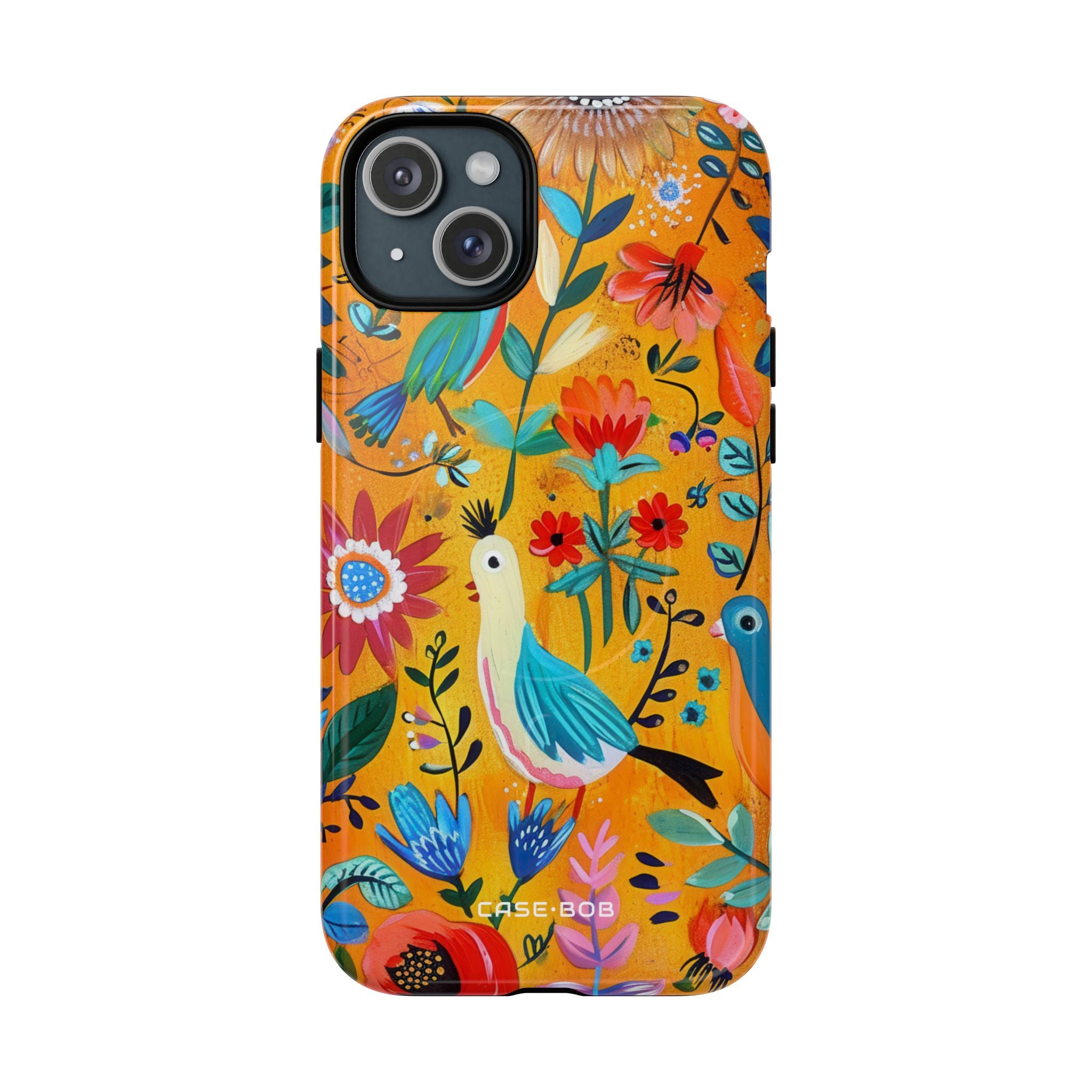 Farverige Fugle Bloom iPhone 15 Plus Cover - Tough+