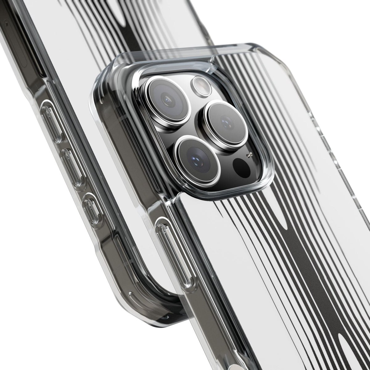 White Impact MagSafe Phone Case for iPhone - Kinetic Mono Distortion