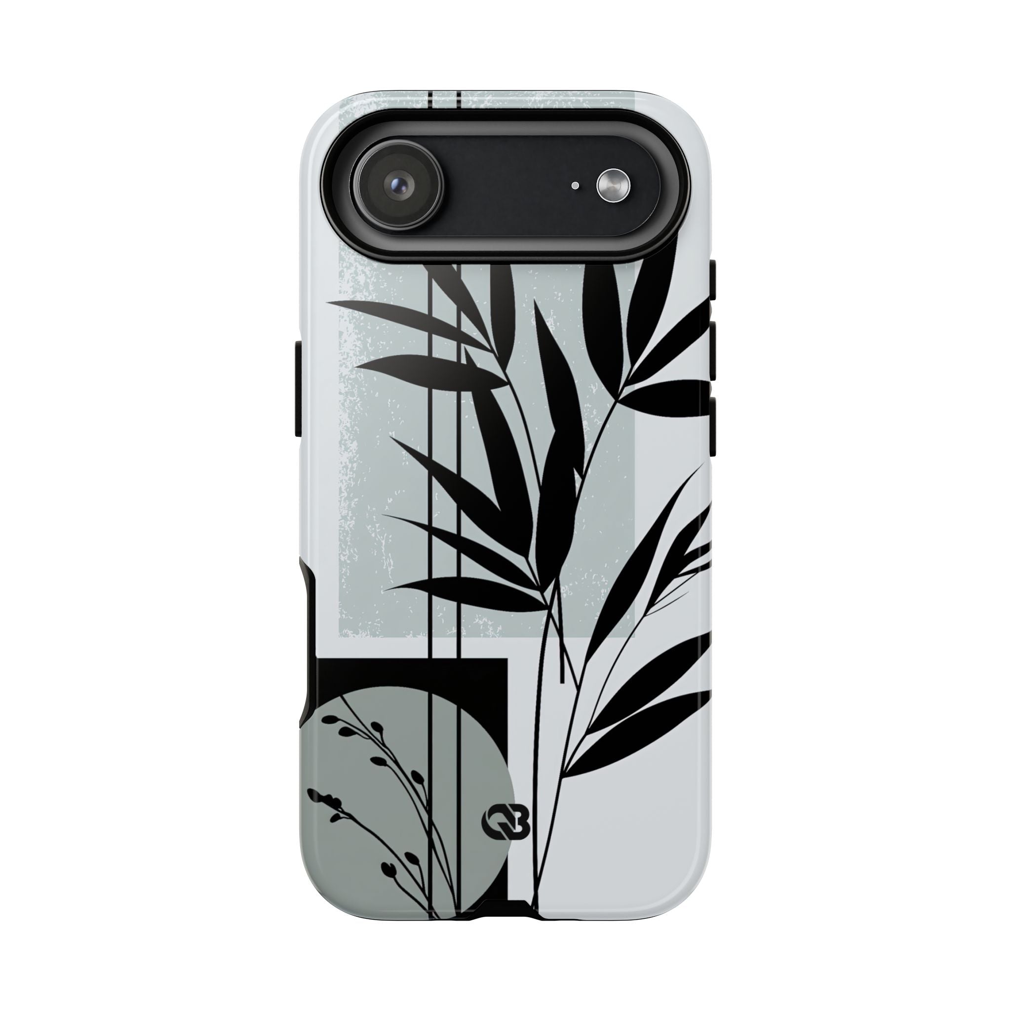 Grey Tough Phone Case for iPhone - Sage Bamboo Noir
