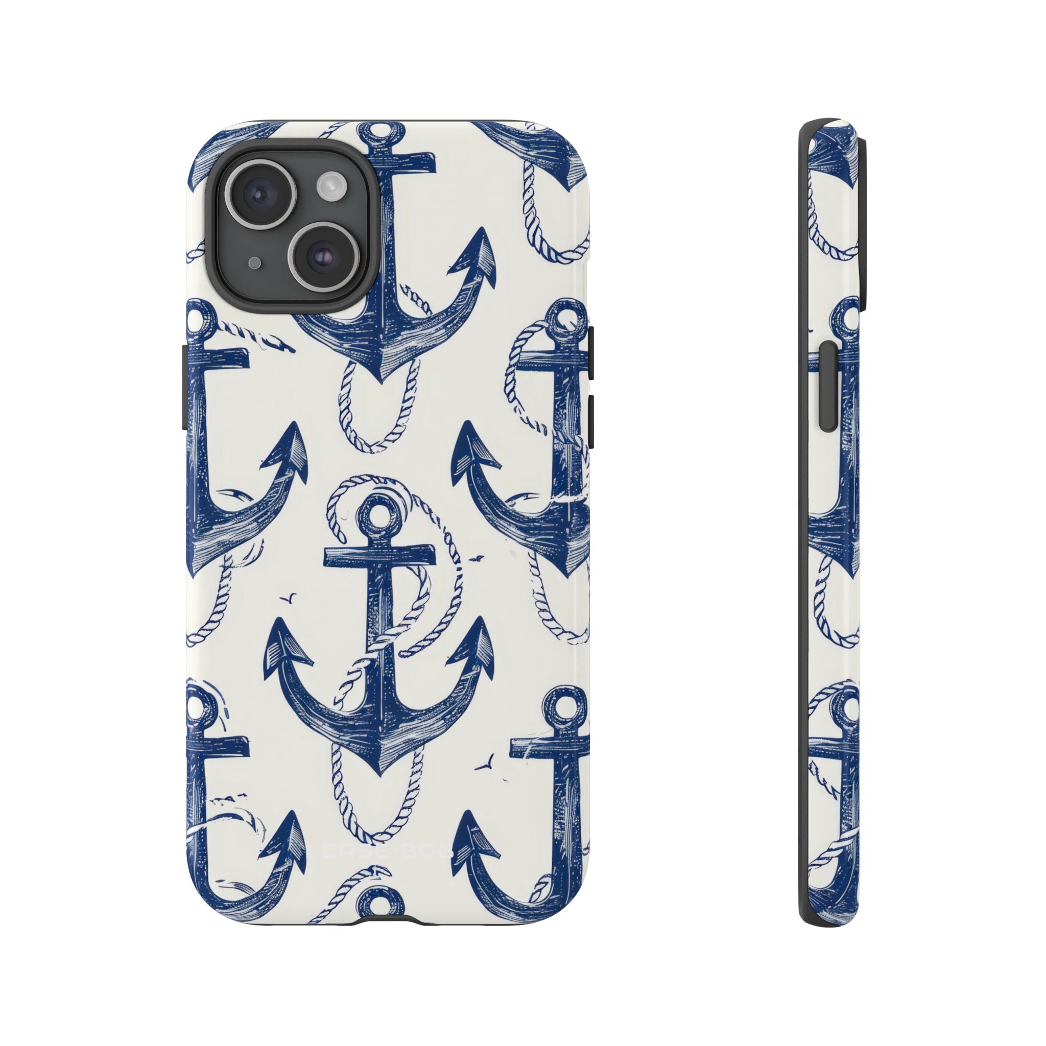 Navy Anchor Loop iPhone 15 Plus Case - Tough