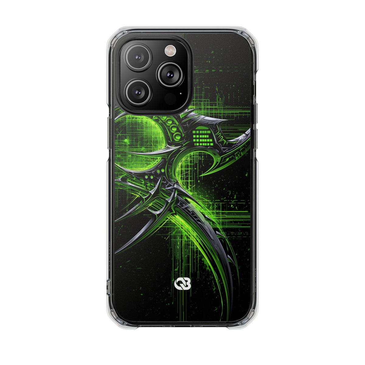 Cyber Sigil Grid · Clear Impact Magnetic Phone Case for iPhone · Green