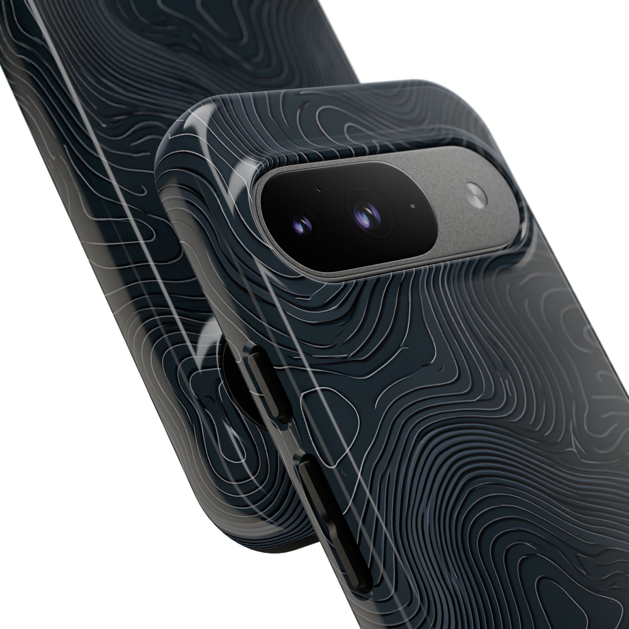 Black Tough Phone Case for Google Pixel - Obsidian Ridge Topo