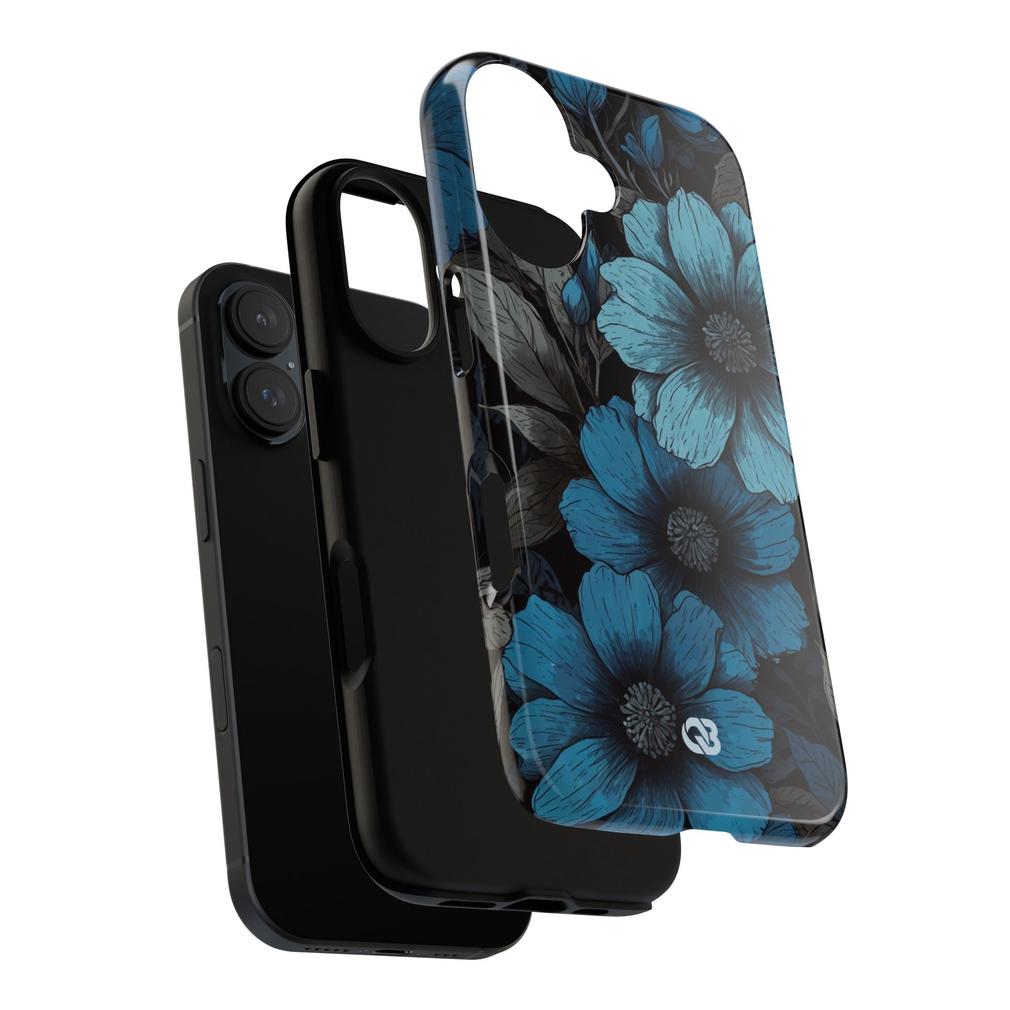 Obsidian Blue Petals · Coque de téléphone Tough pour iPhone