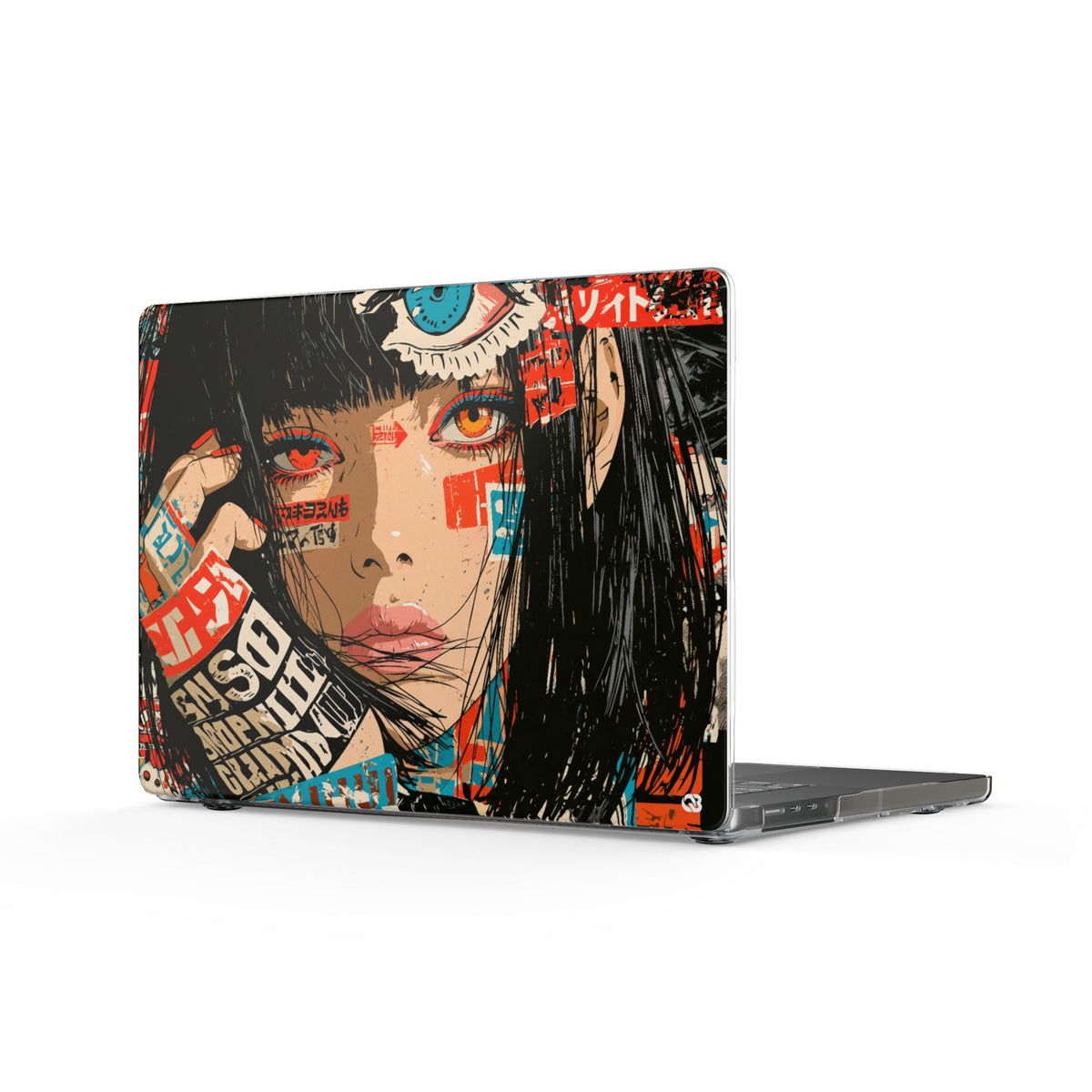 Shibuya Street Collage · Clear Hard Case for MacBook · Red