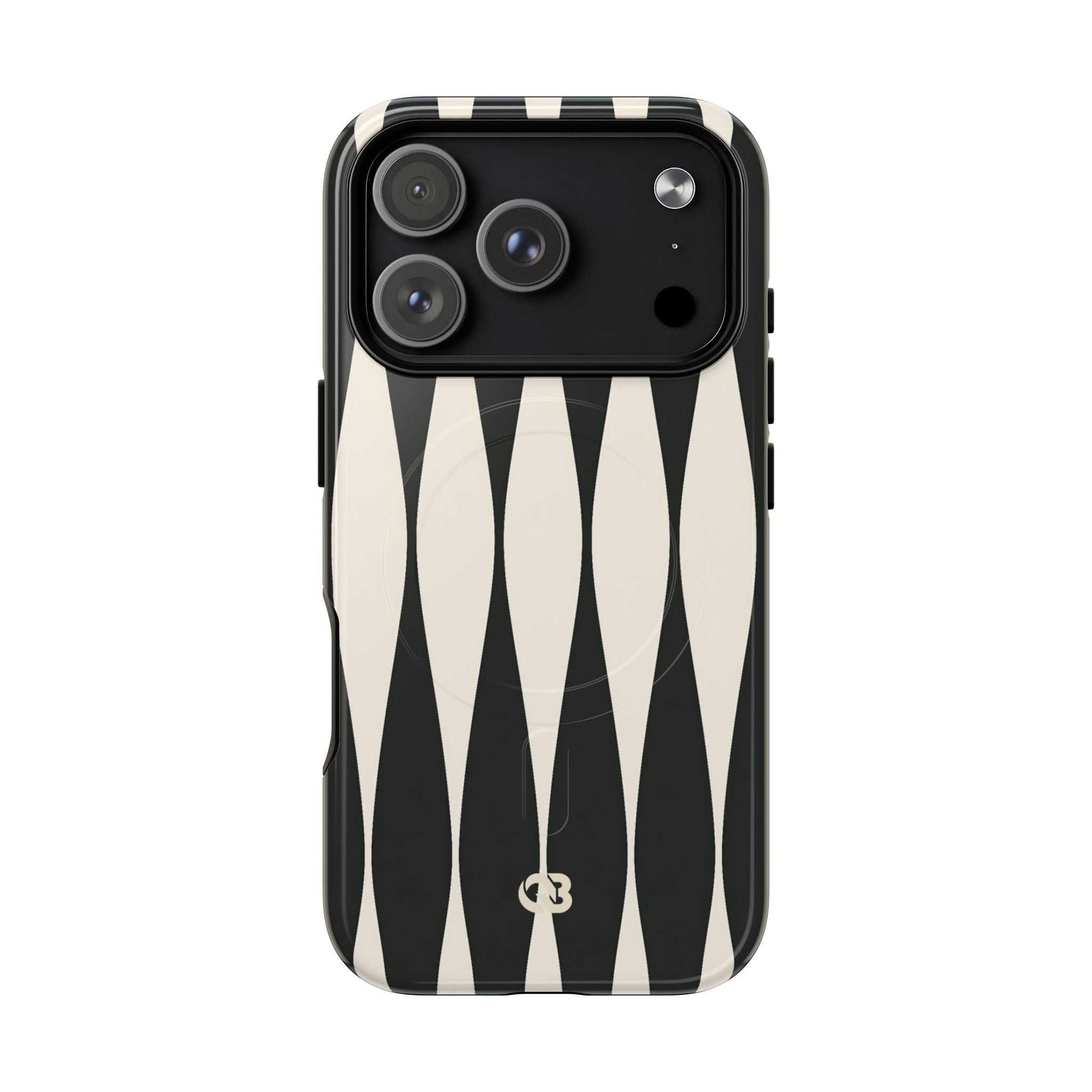 Black Tough 2.0 Magsafe Phone Case for iPhone - Ivory Spindle Grid