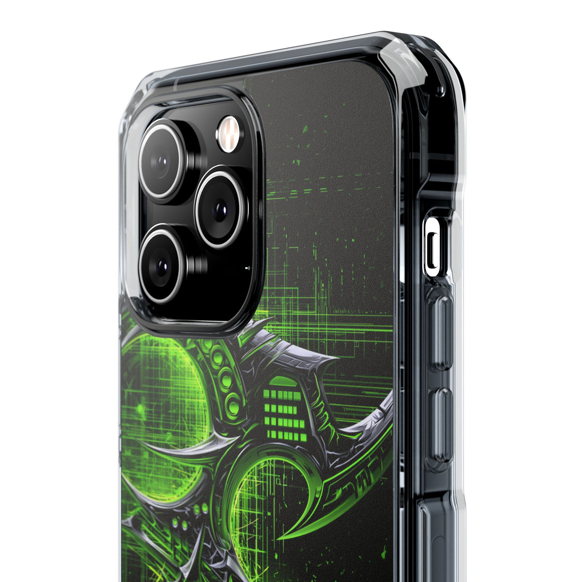 Cyber Sigil Grid · Clear Impact Magnetic Phone Case for iPhone · Green