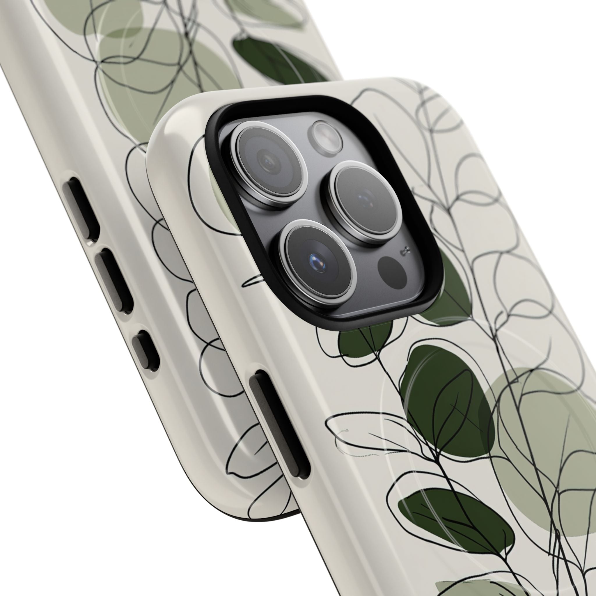 Green Tough 2.0 Magsafe Phone Case for iPhone - Muted Eucalyptus Sketch