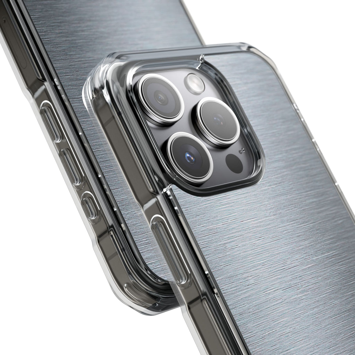 Brushed Aluminum · Clear Impact Magnetic Phone Case for iPhone · Silver
